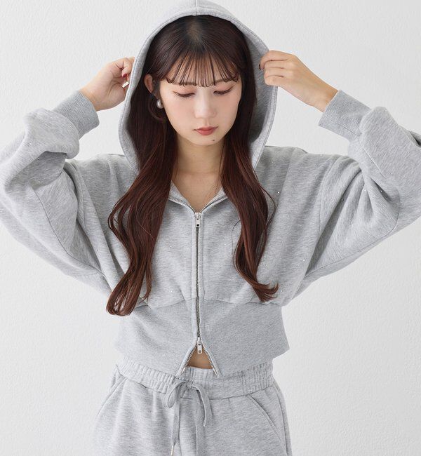  「【セットアップ可能】ビジューパーカー」|プルオーバー|