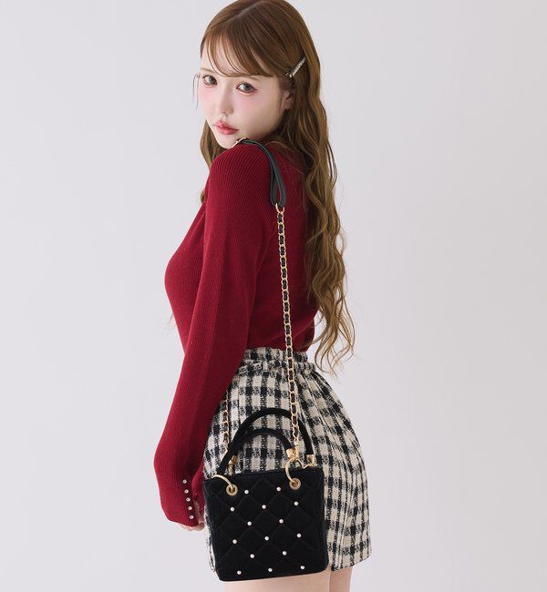  「チャーム付きキルティングミニバッグ」|ショルダー・メッセンジャー|