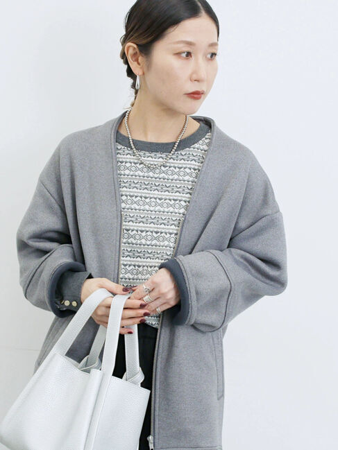 Samansa Mos2 blue「【マシンウォッシャブル】マルチスタイルボンディングブルゾン」|ブルゾン・スタジャン|