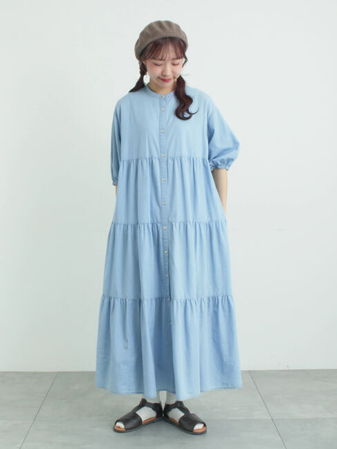 Samansa Mos2「【接触冷感】ライトオンスデニムワンピース」|ワンピース|