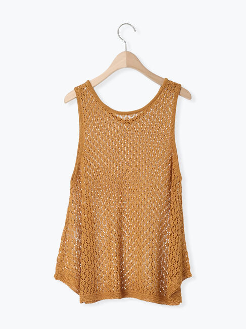 Samansa Mos2「麻タッチレース編み2WAYノースリーブチュニック」|ダウンベスト・ベスト|