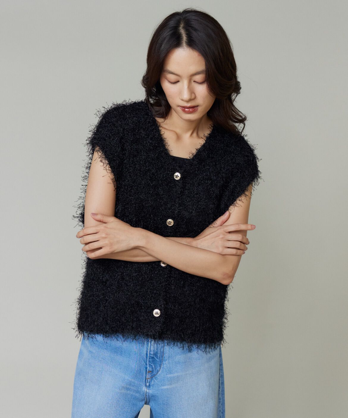 DAY by DAY it&rsquo;s international「フェザーヤーンVネックニットジレ」|ニット・セーター|