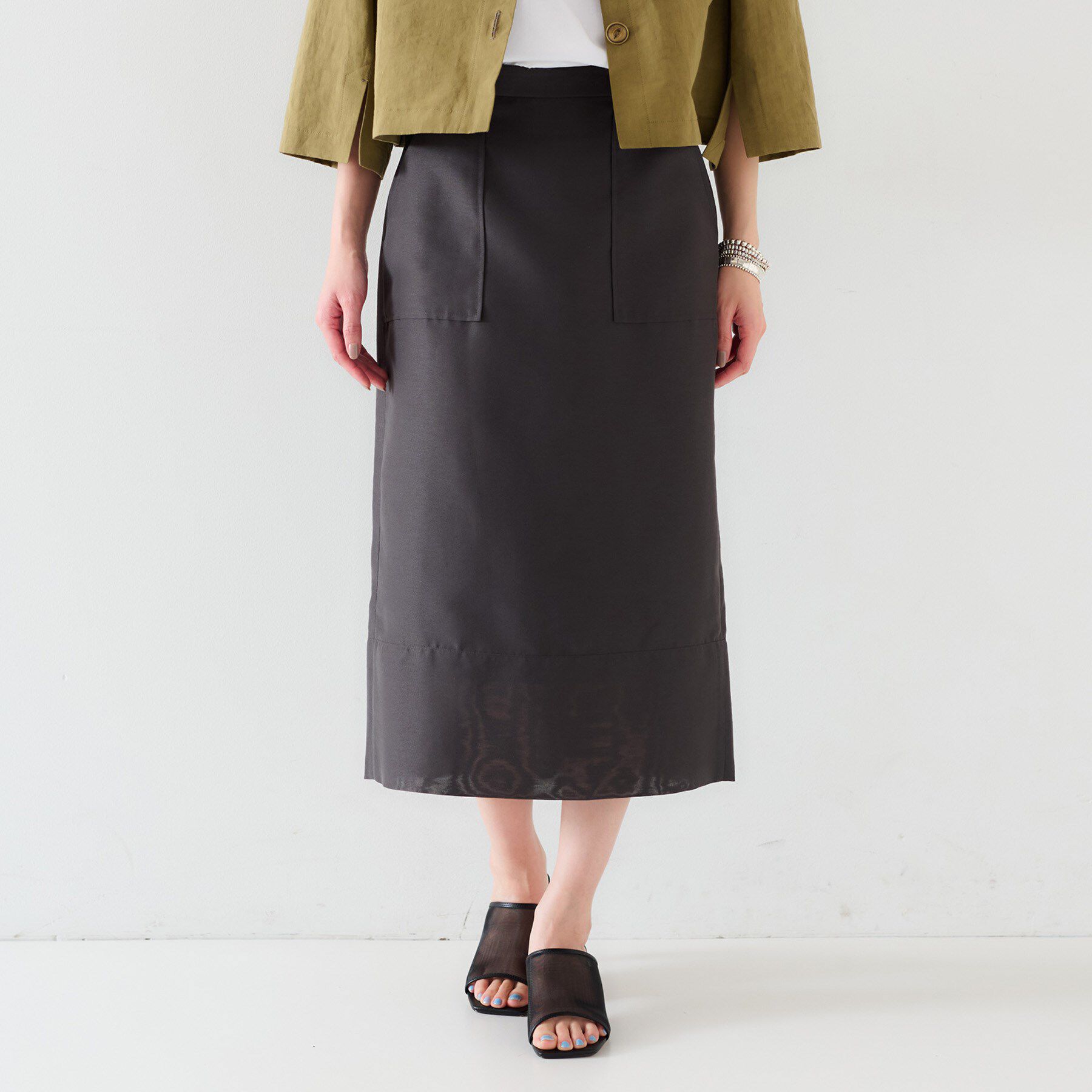 UNTITLED「【セットアップ可能】オーガンジー ペンシルスカート」|スカート|チャコールグレー(0