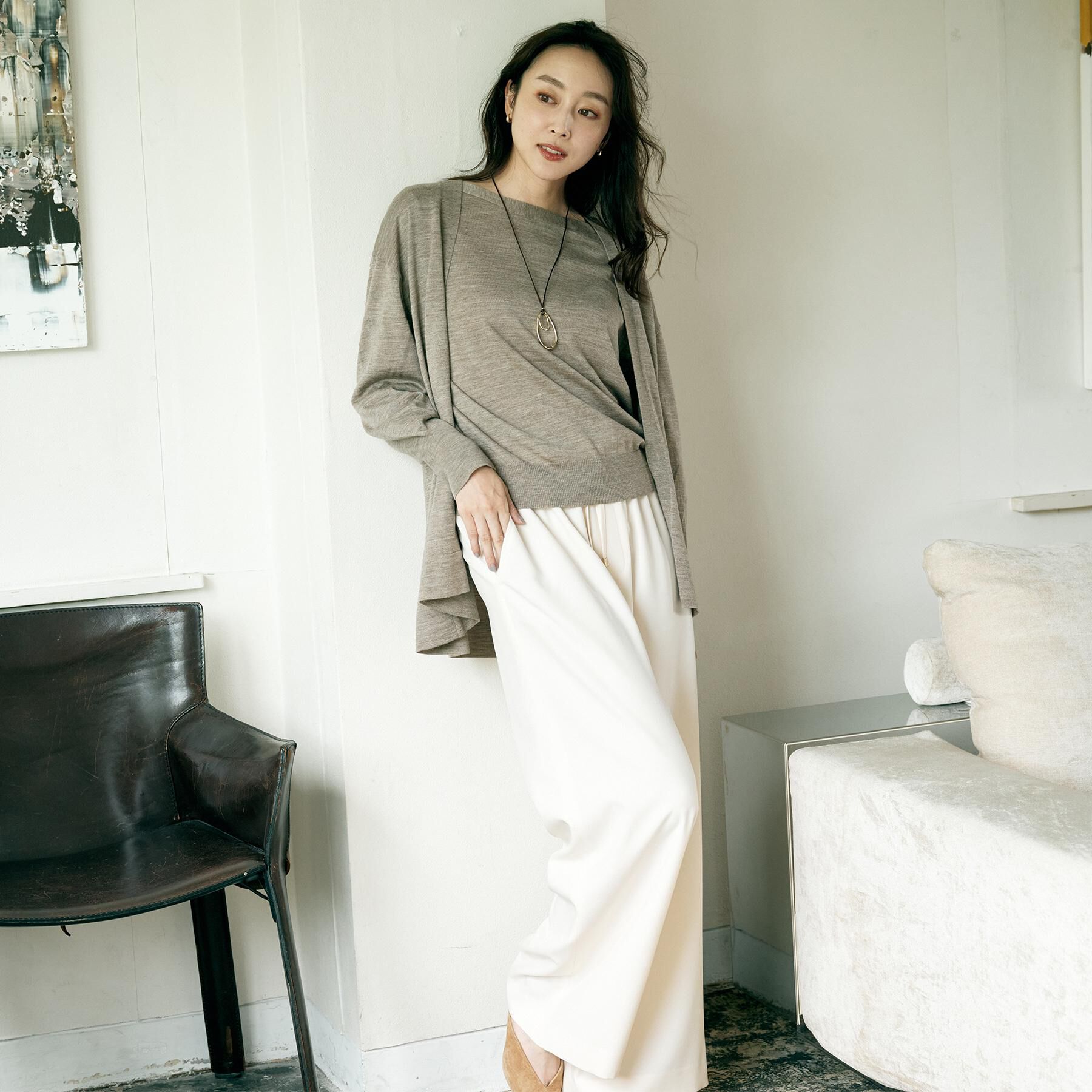 UNTITLED「【アンサンブル可/洗える】シルクウールカシミヤ ドルマンスリーブニット」|ニット・セーター|