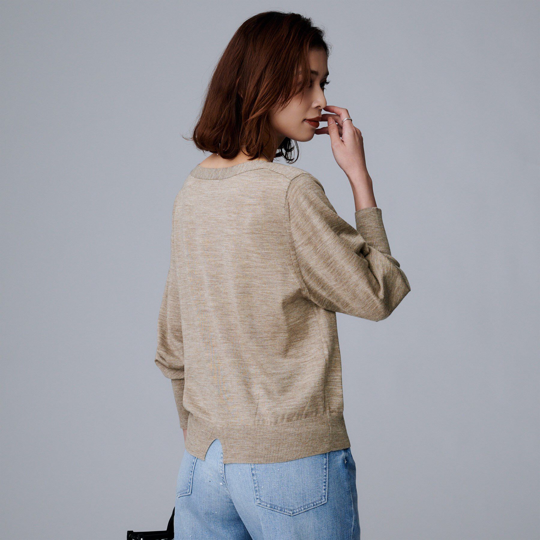 UNTITLED「【アンサンブル可/洗える】シルクウールカシミヤ ドルマンスリーブニット」|ニット・セーター|