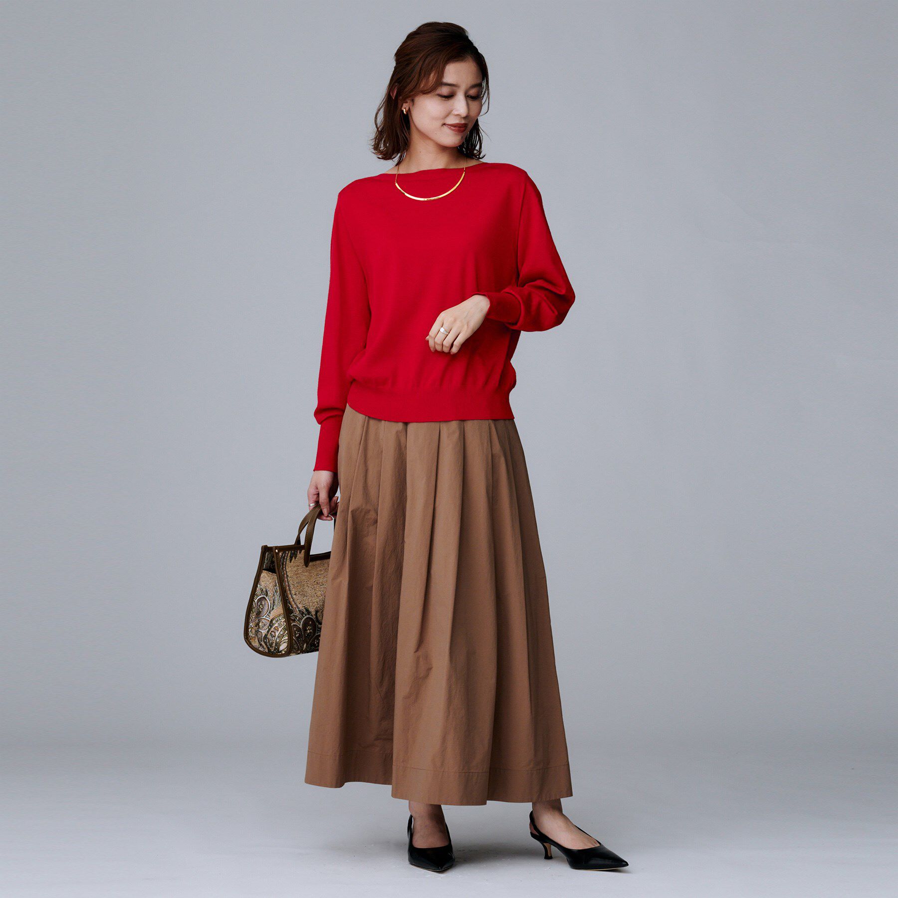 UNTITLED「【アンサンブル可/洗える】シルクウールカシミヤ ドルマンスリーブニット」|ニット・セーター|