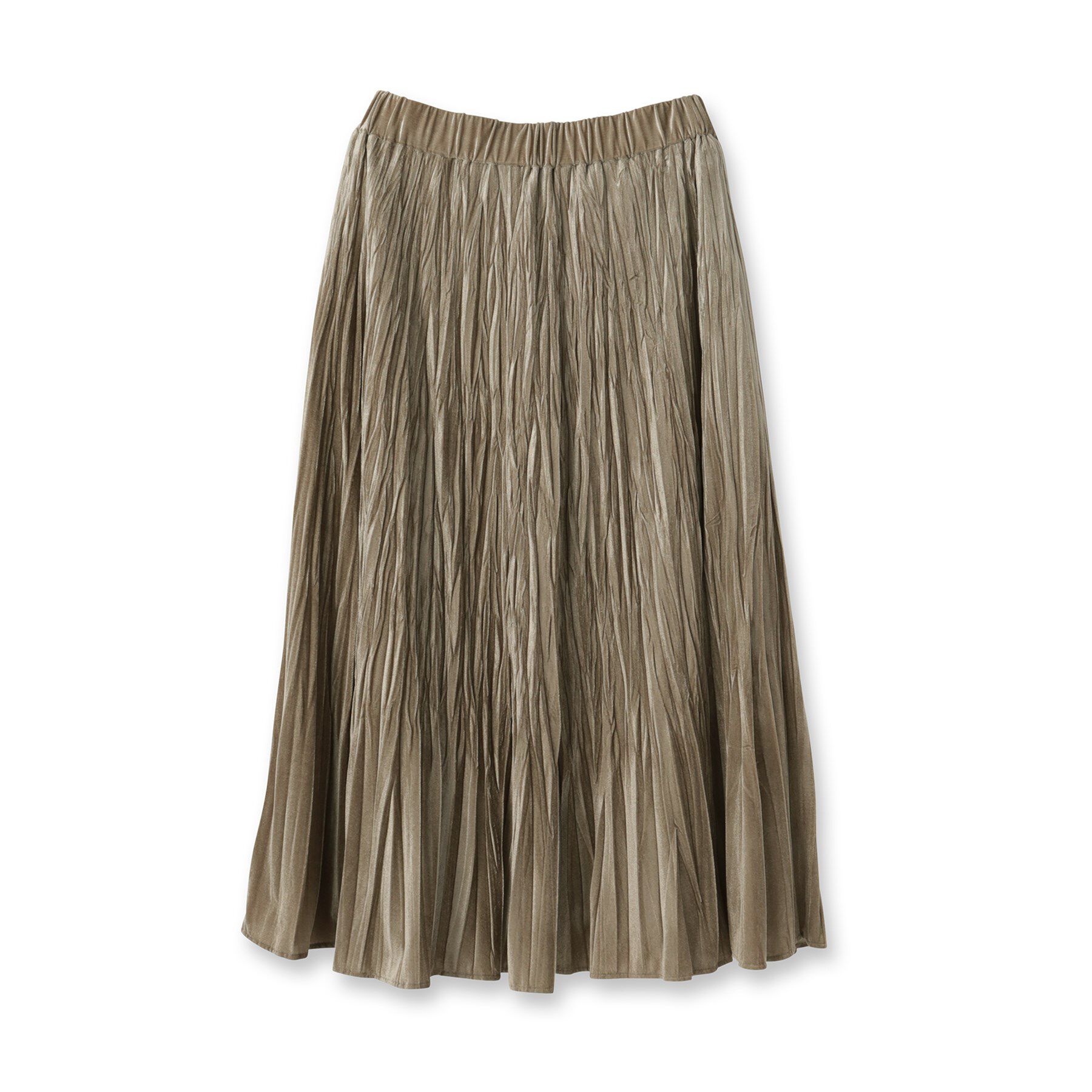 UNTITLED「【ウエストゴム／着映え】ランダムプリーツベロアスカート」|スカート|