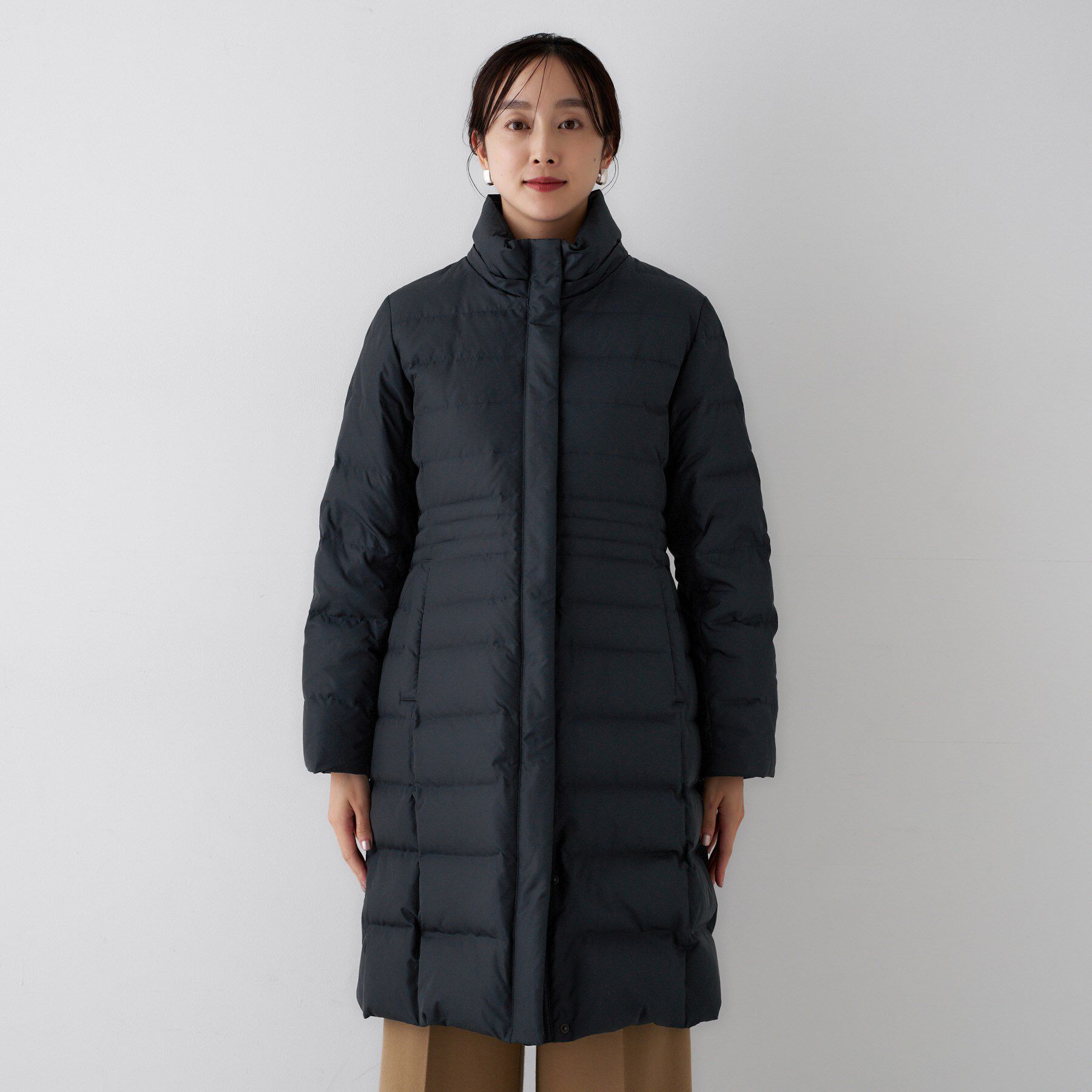UNTITLED「【はっ水機能/フード取り外し可/防寒】ロングダウンコート」|ダウン|
