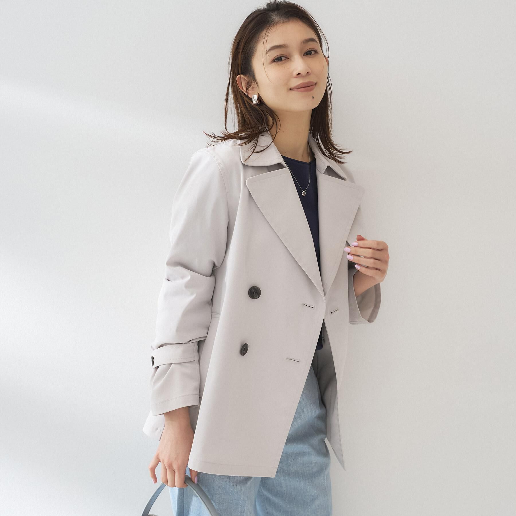 UNTITLED「【定番人気/はっ水/洗える】タスランショートトレンチコート」|トレンチコート|