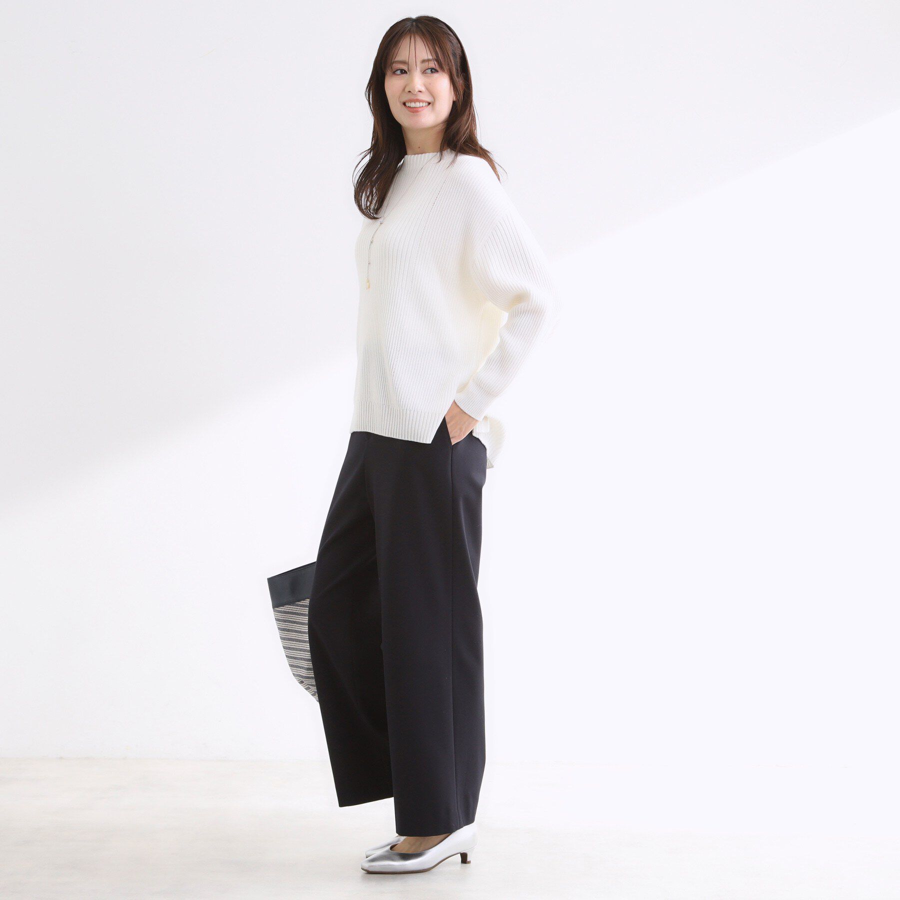 Reflect「【腰周りカバー／長め丈】モックネックニットプルオーバー」|ニット・セーター|