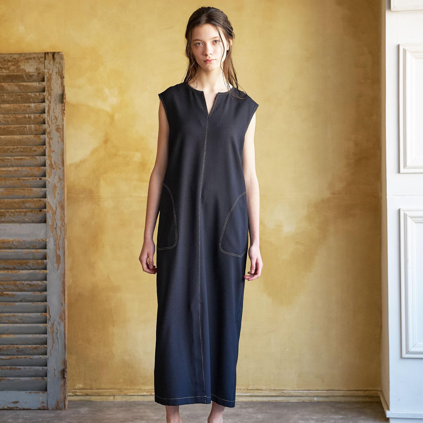 DRESSTERIOR「【セットアップ可/UVカット/接触冷感/吸水速乾】ウォッシャブル Iラインワンピース」|ワンピース|ネイビー(094)