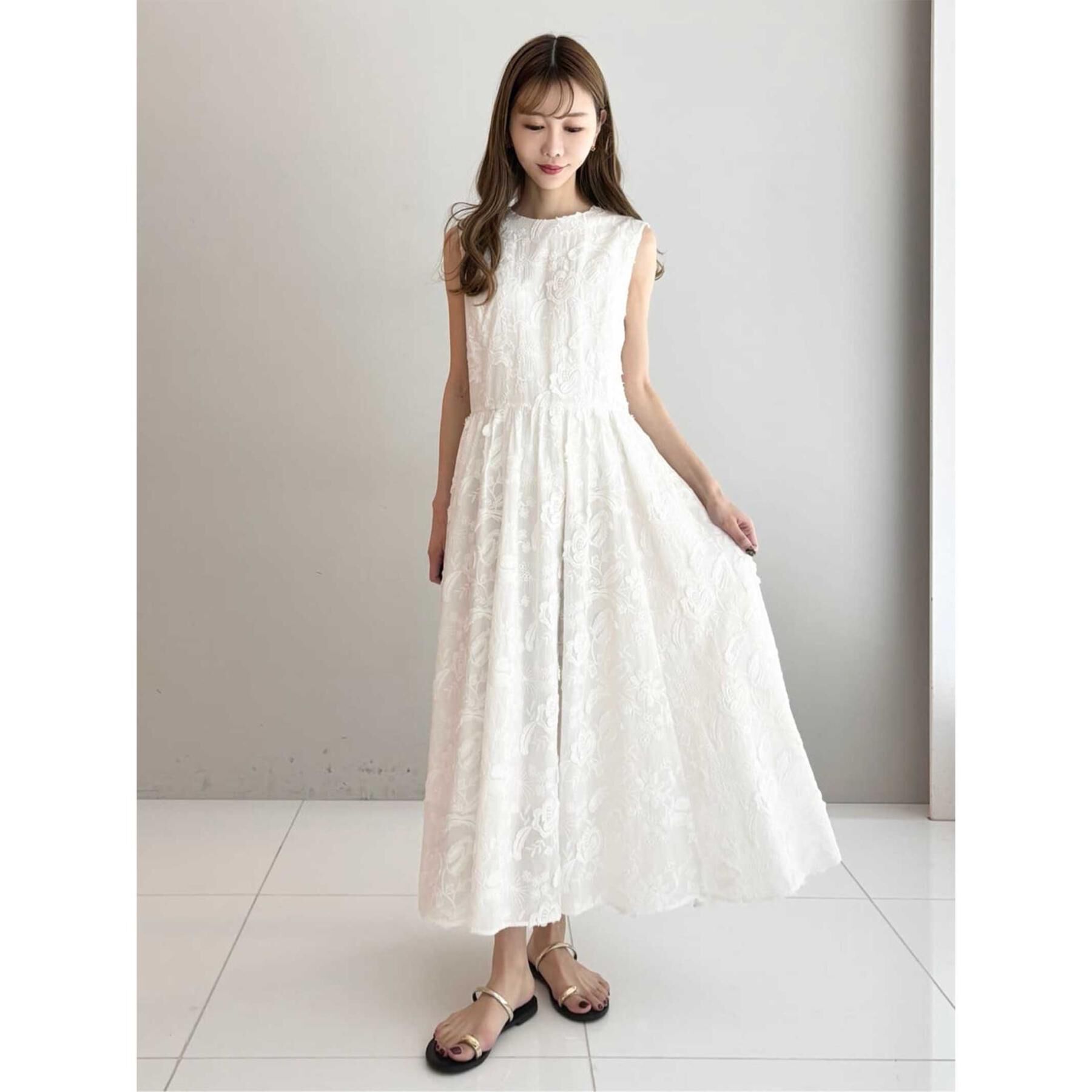 DRESSTERIOR「【ウォッシャブル】コットン エンブロイダリードレス」|ワンピース|