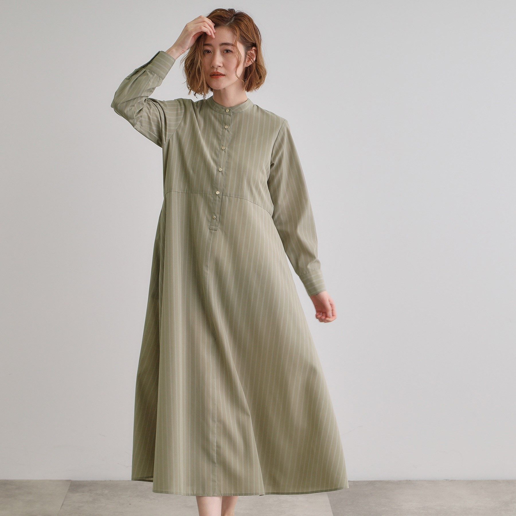 grove「ヘリテージフレアシャツワンピース」|ワンピース|カーキ(327)