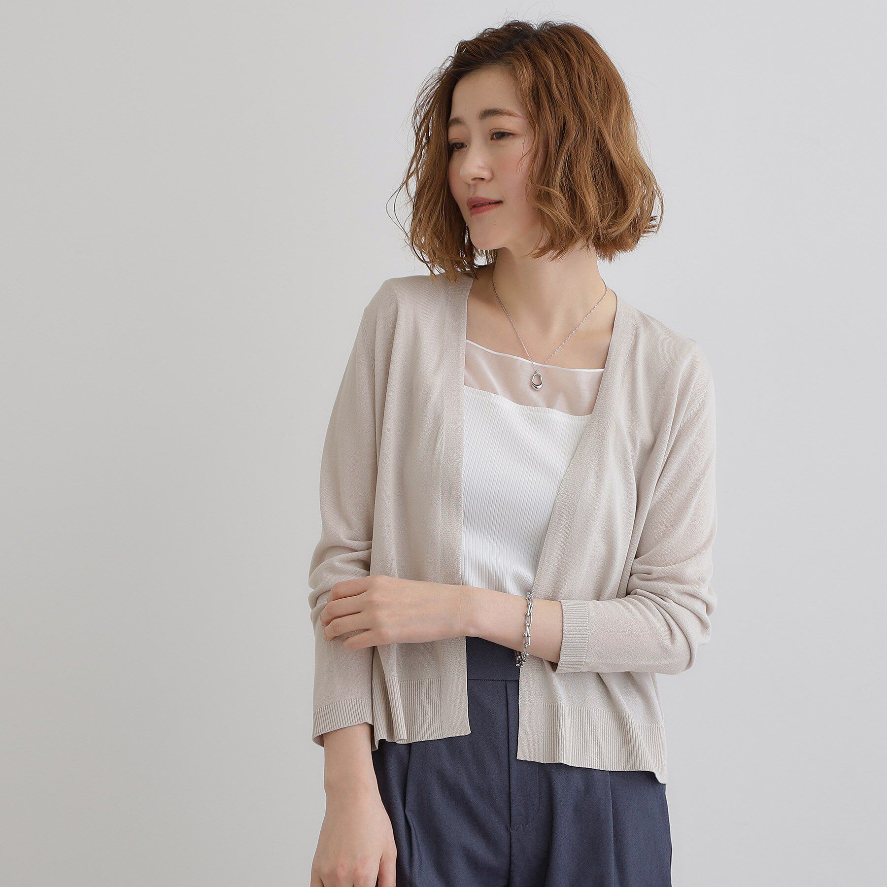 grove「【接触冷感/UVカットetc】夏に嬉しい機能付き！ベーシックショートカーディガン」|カーディガン|グレージュ(050)