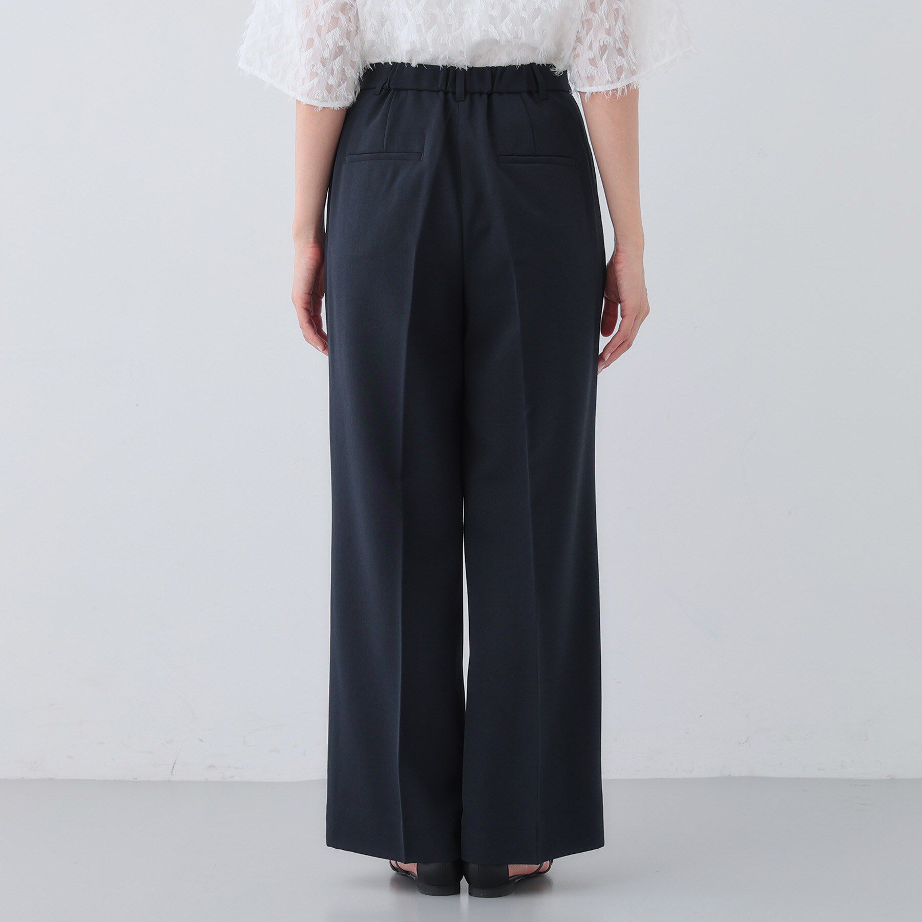 INDIVI「【洗える／UVケア／SETUP可能】ウール調ワイドパンツ」|スーツ|