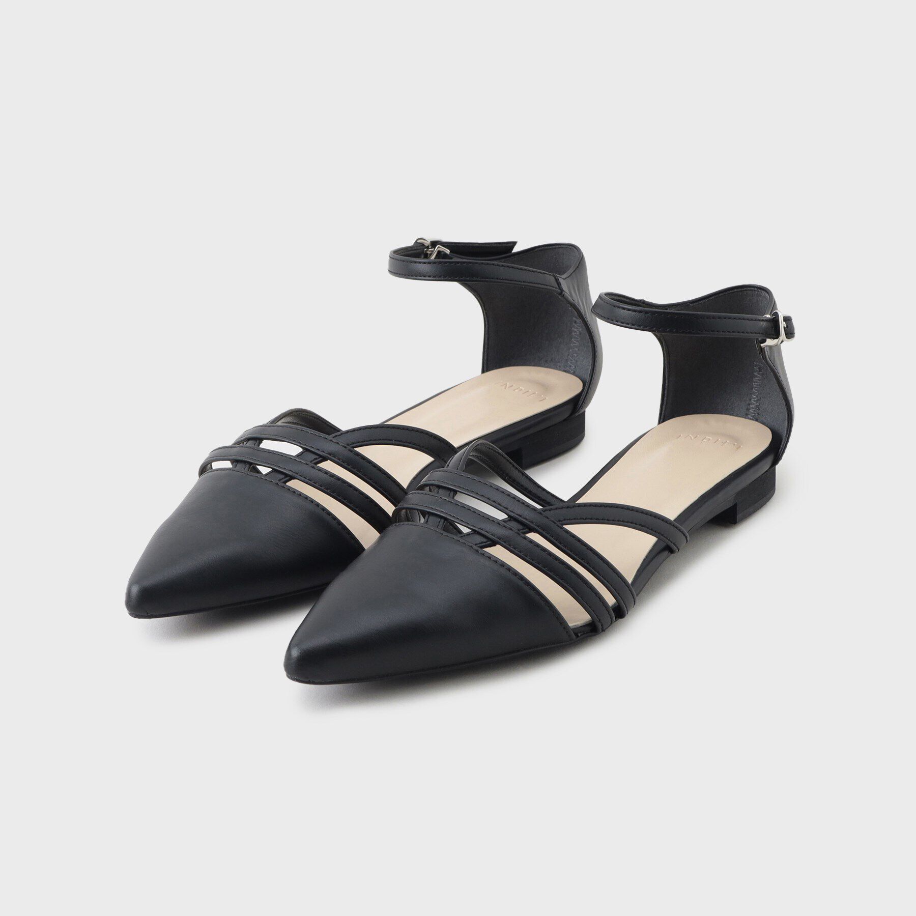 INDIVI「【合皮】クロスストラップ フラットサンダル」|サンダル|