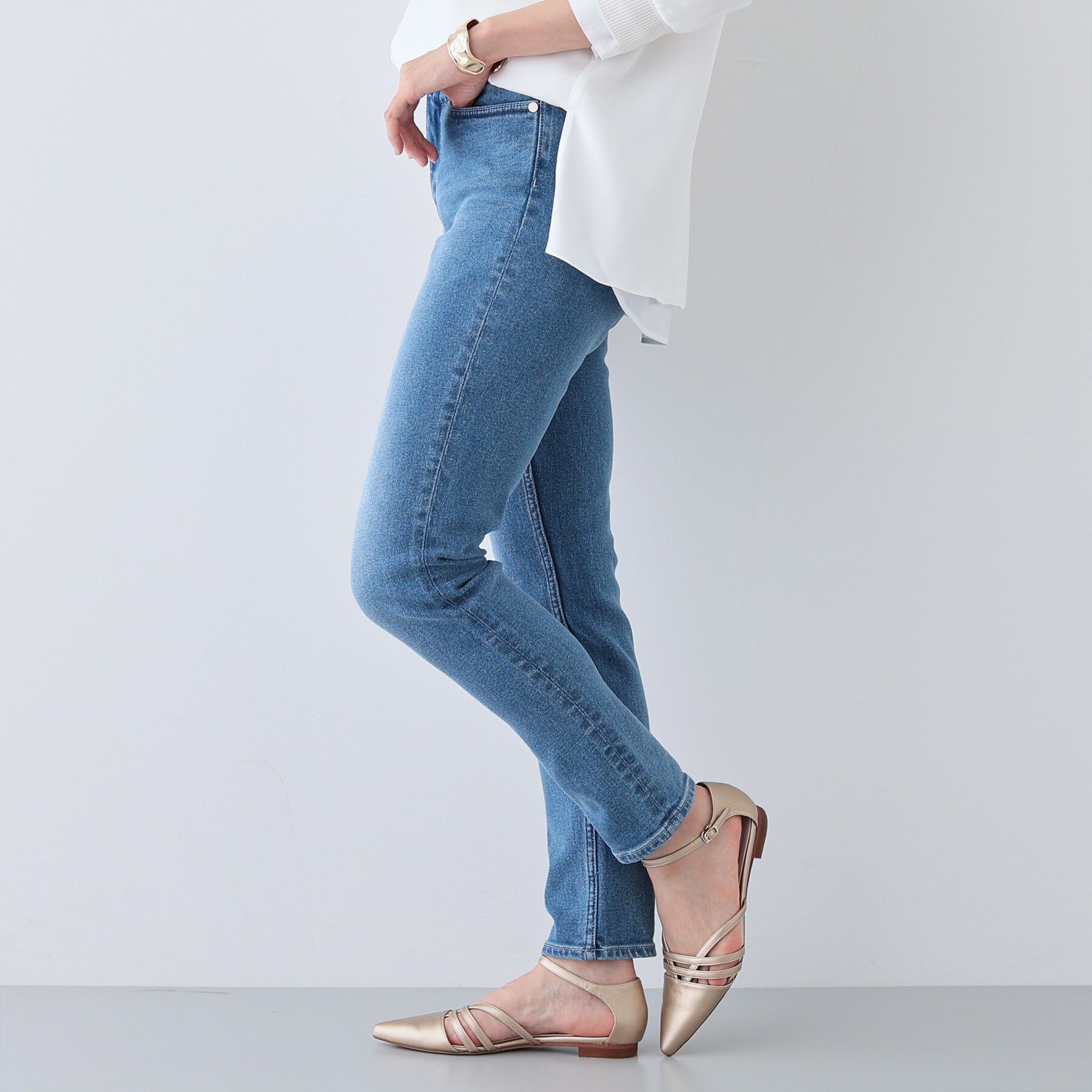 INDIVI「【通年活躍！褒められデニム】スキニー デニムパンツ」|デニム|