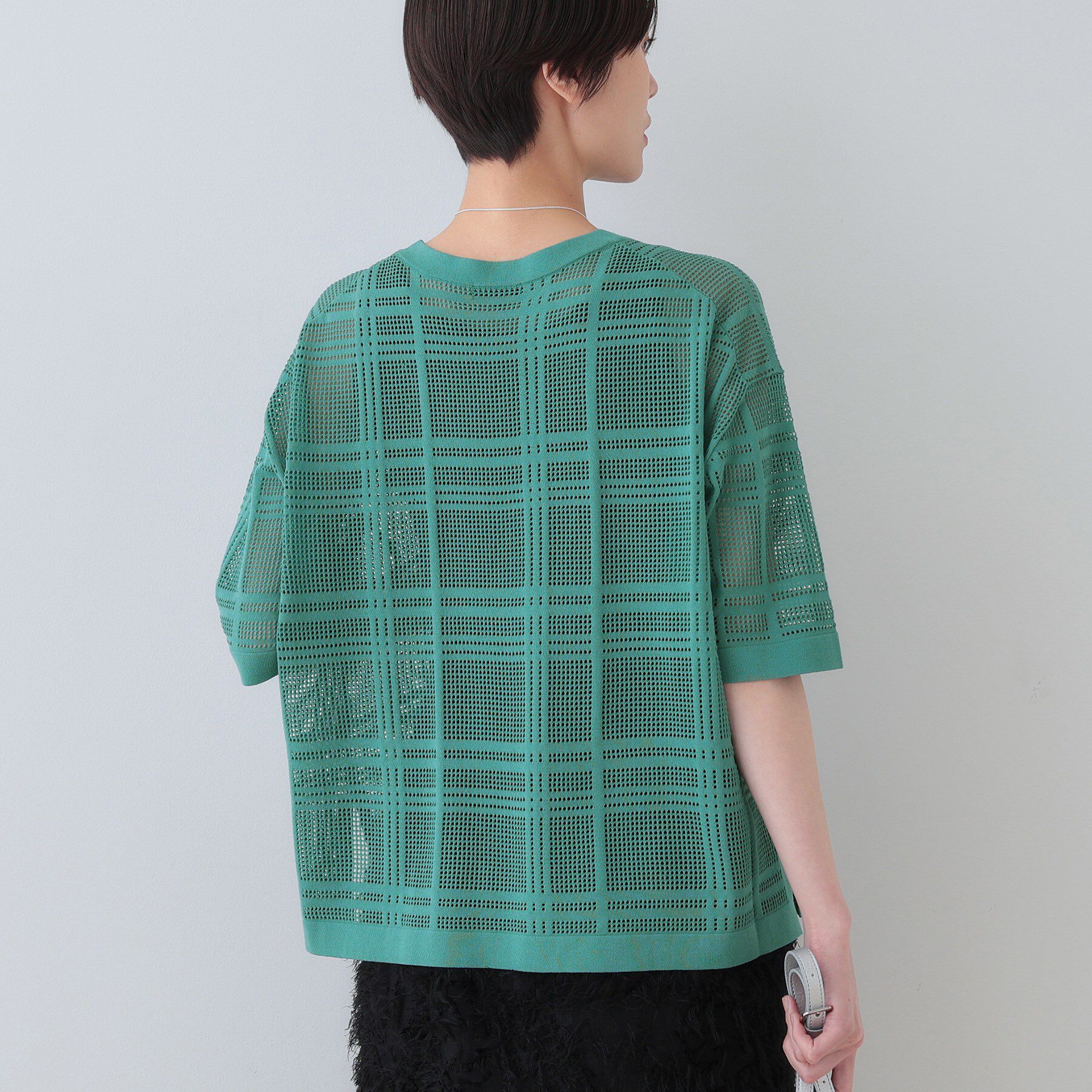 INDIVI「【洗える】メッシュチェック柄ニット」|ニット・セーター|