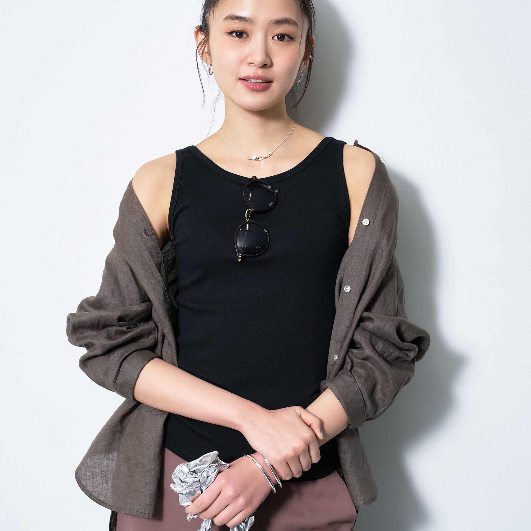 INDIVI「【洗える／前後2WAY】インナータンクトップ」|キャミソール|ブラック(019)