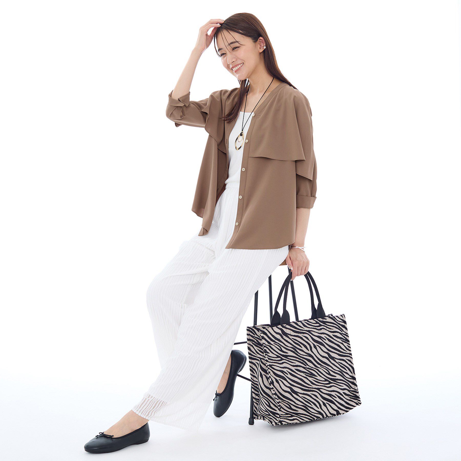 INDIVI「【羽織りとしても活躍！】ケープカラーブラウス」|シャツ・ブラウス|