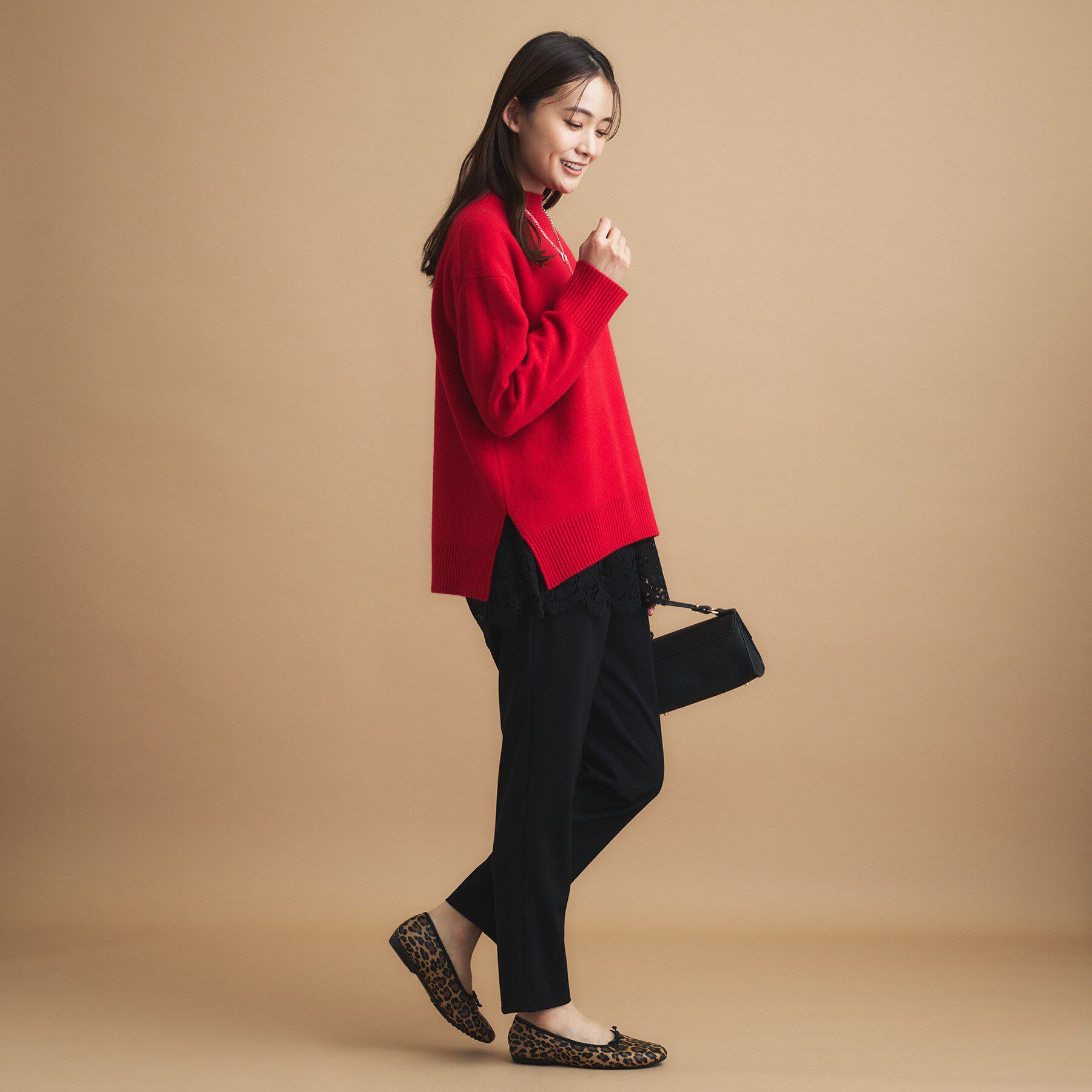 INDIVI「人気NO.1【褒められパンツ／高ストレッチ／ウエストゴム】タックテーパードパンツ」|その他|