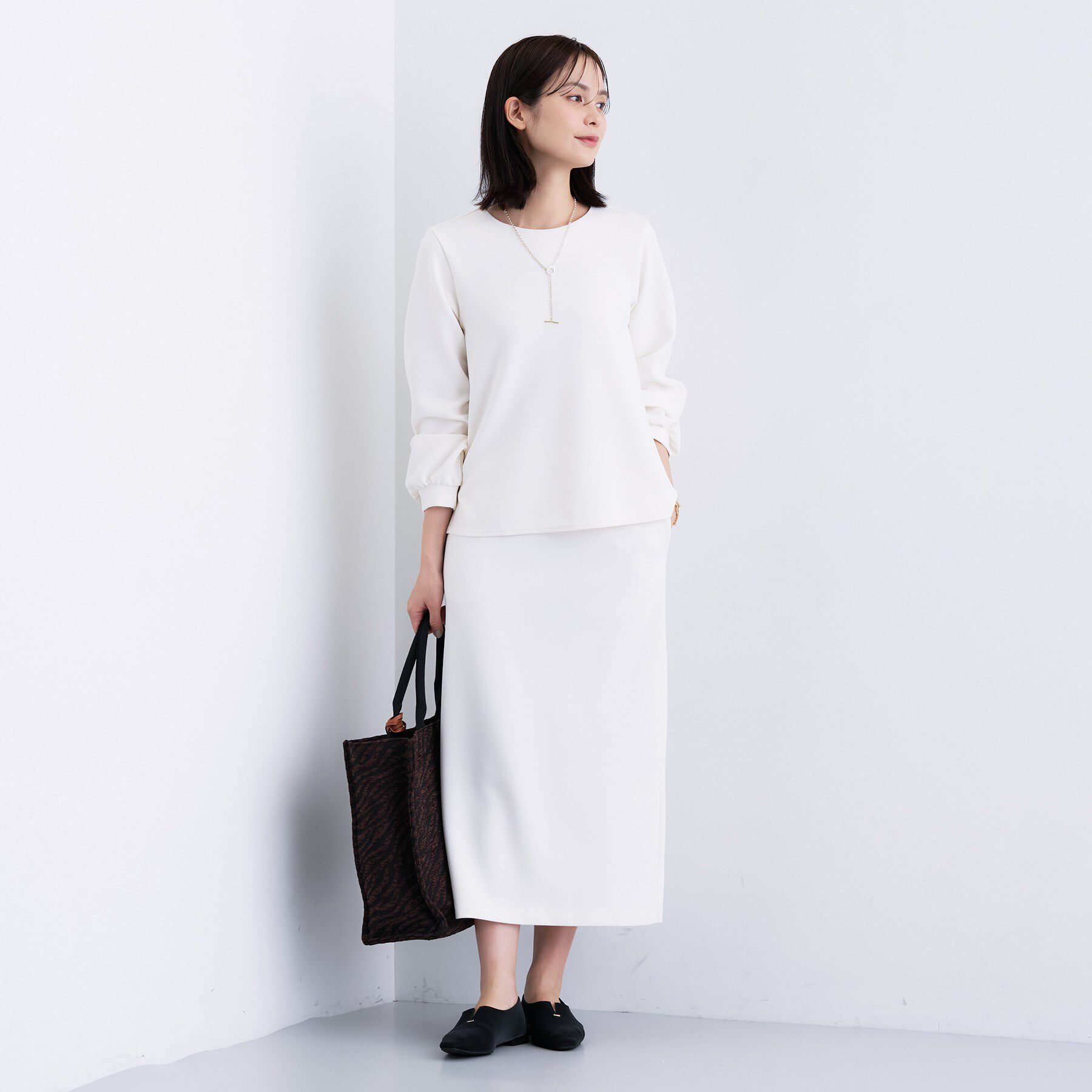 INDIVI「【SETUP可能／袖コンシャス】ダンボールジャージトップス」|Tシャツ・カットソー|