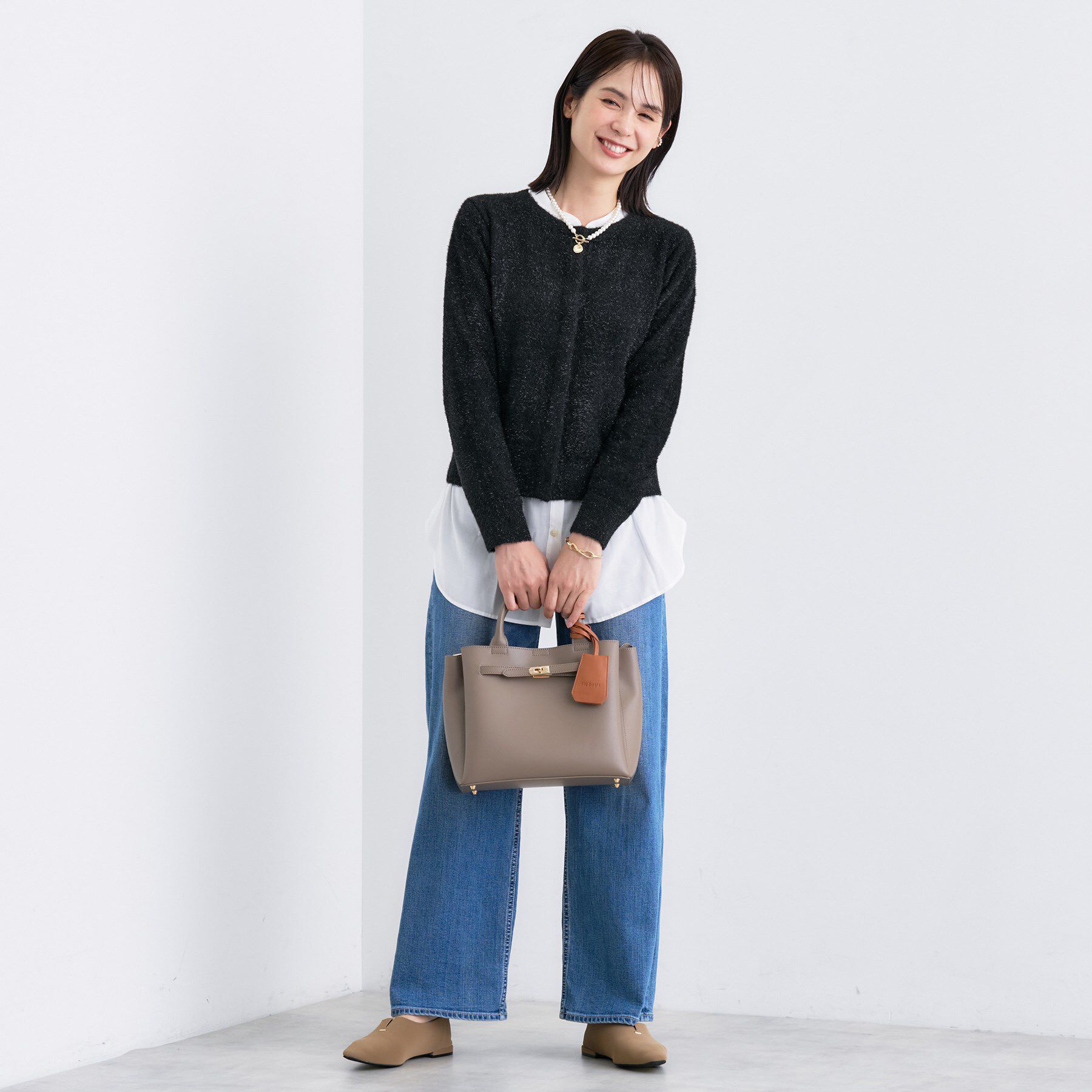 INDIVI「【洗える】ラメニットカーディガン」|カーディガン|