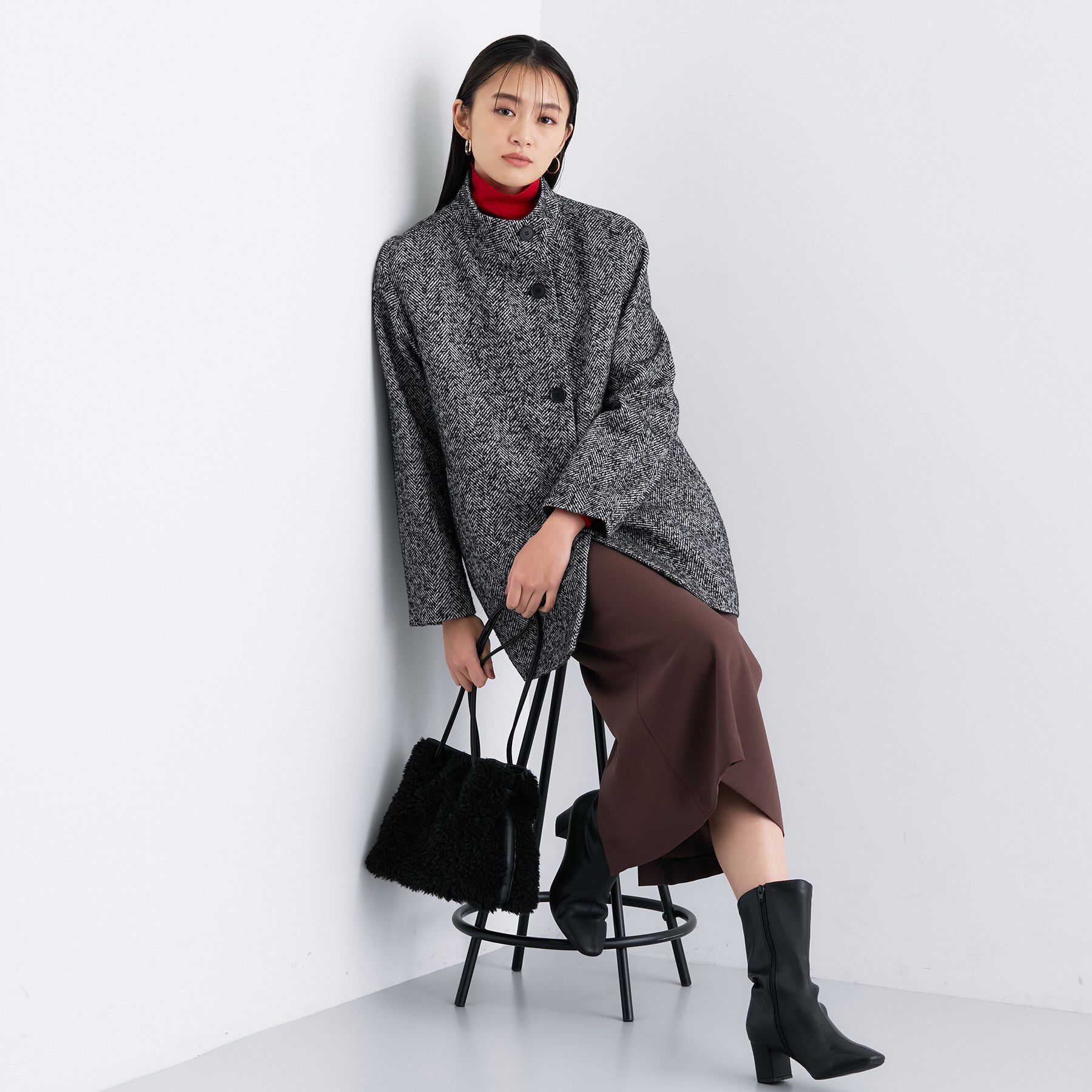 INDIVI「【日本製／ミドル丈】スタンドカラーミドルコート」|その他|