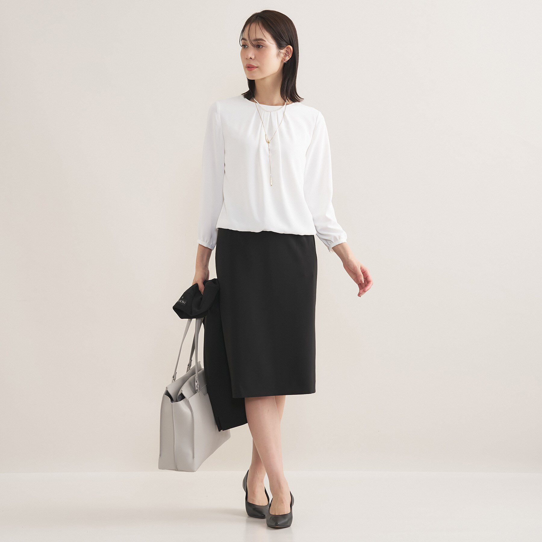 INDIVI「【洗える／透けにくい】ダイヤ柄プリントブラウス」|シャツ・ブラウス|