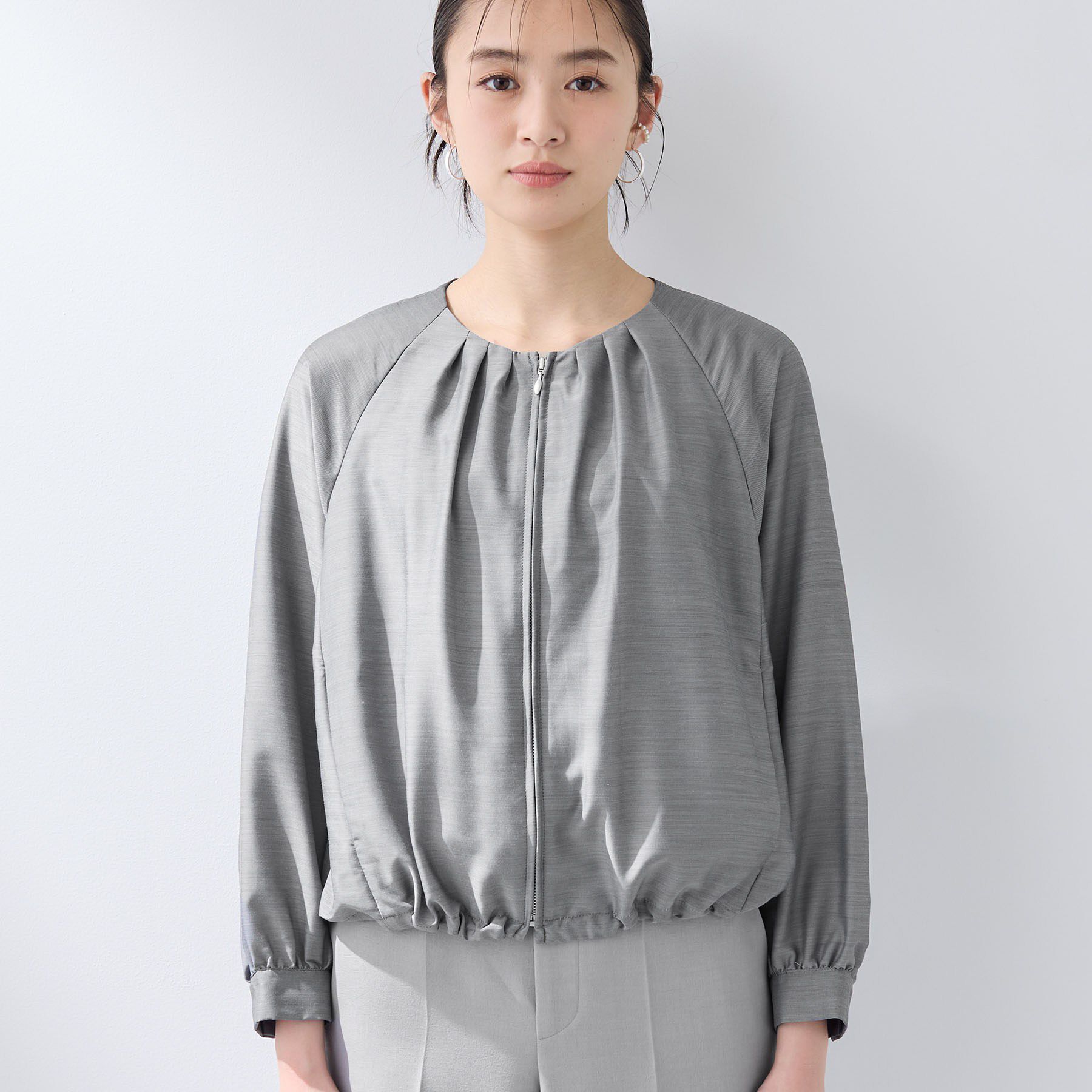 INDIVI「【洗える／大人シアー】エアリー バルーンブルゾン」|ブルゾン・スタジャン|