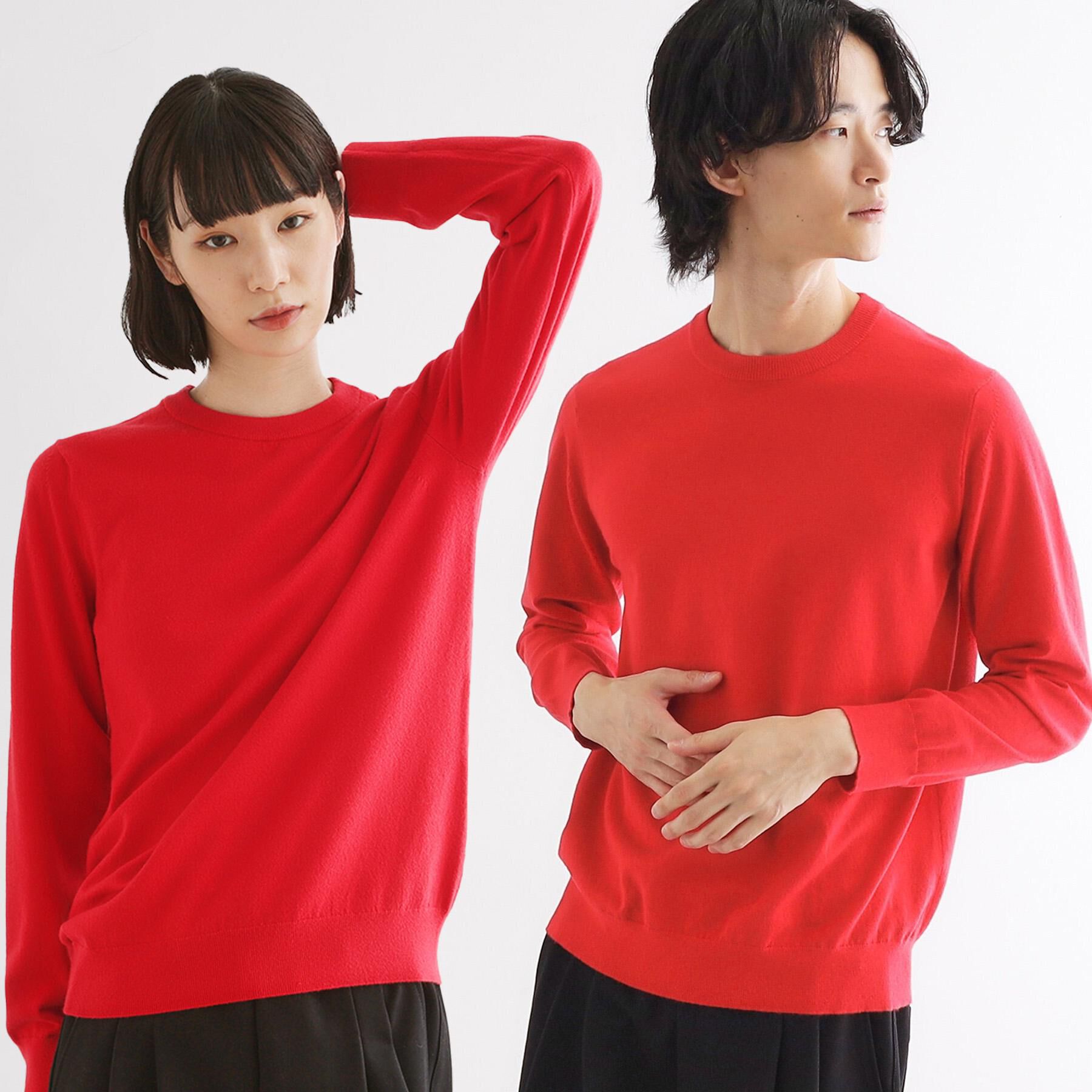 tk.TAKEO KIKUCHI「ハイゲージコンパクトニットクルー」|ニット・セーター|レッド(063)