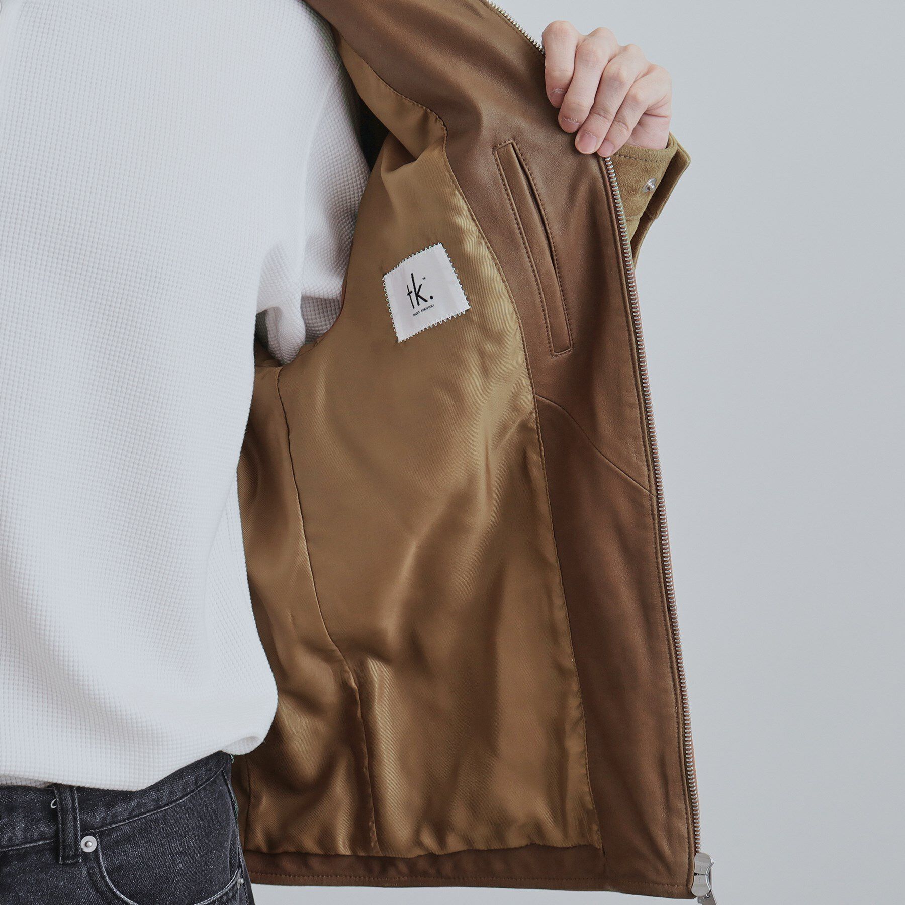 tk.TAKEO KIKUCHI「【本革】レザースポーツジャケット」|ブルゾン・スタジャン|