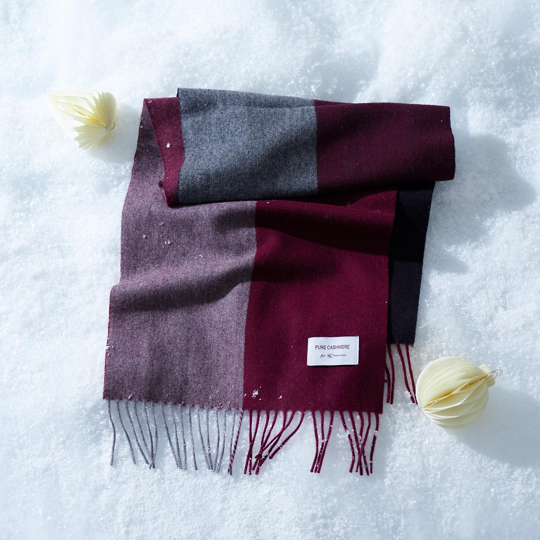 tk.TAKEO KIKUCHI「【カシミヤ100％】ピュアカシミヤセパレートマフラー」|ストール|ボルドー(564)