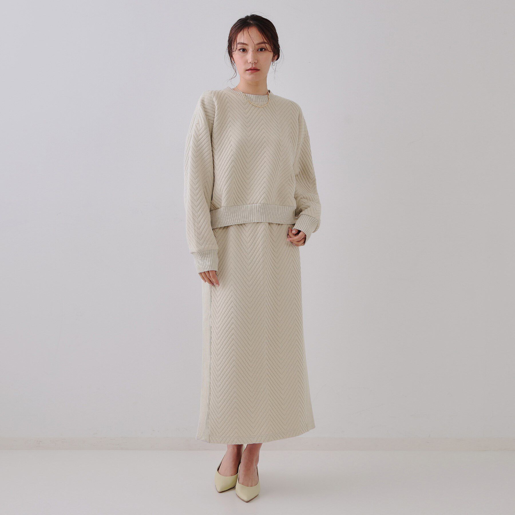 OPAQUE.CLIP「キルトジャカードナロースカート/セットアップ対応【洗濯機洗い可】」|スカート|