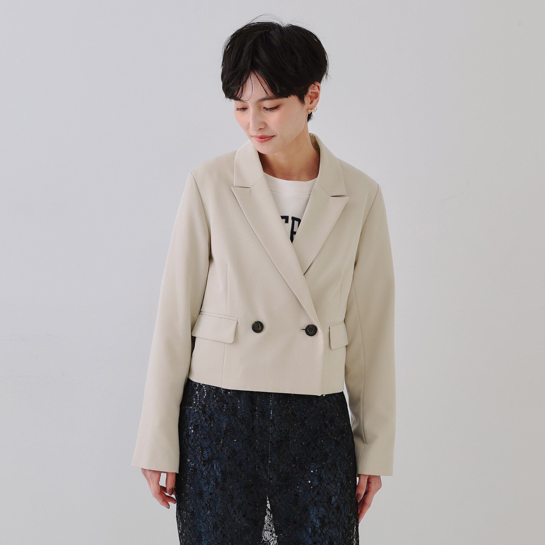 OPAQUE.CLIP「ショートテーラードジャケット【洗濯機洗い可】」|テーラードジャケット|