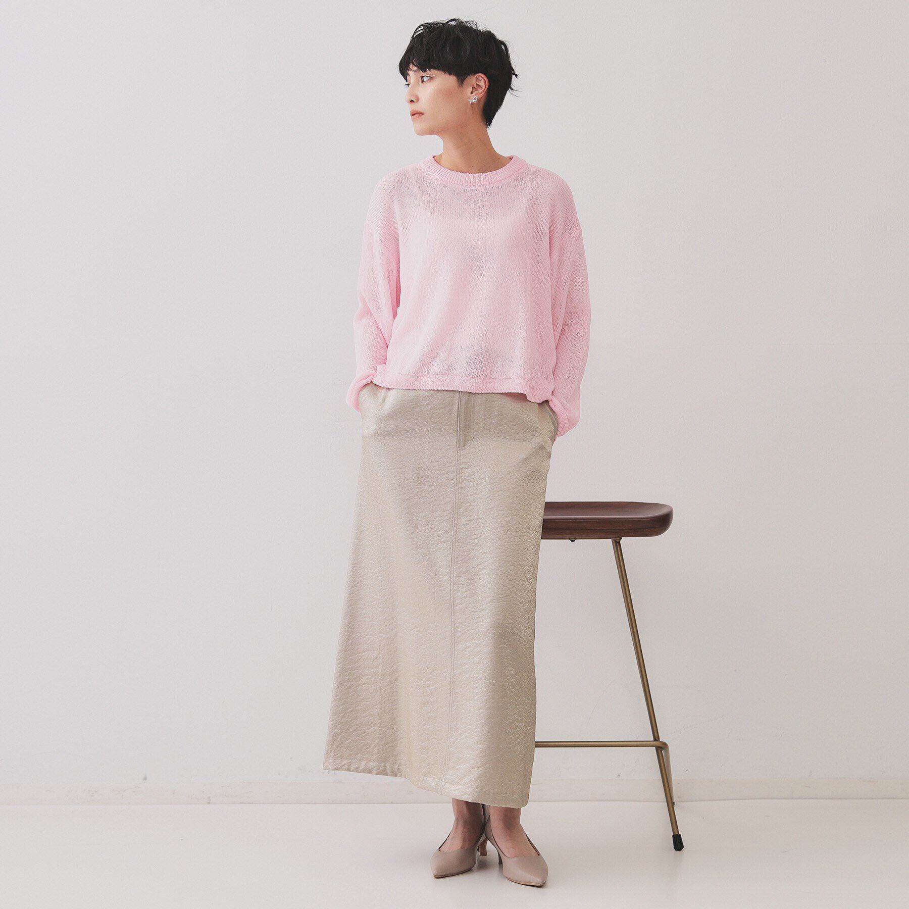 OPAQUE.CLIP「ラメライン配色使いリラクシーニット【洗濯機洗い可】」|ニット・セーター|