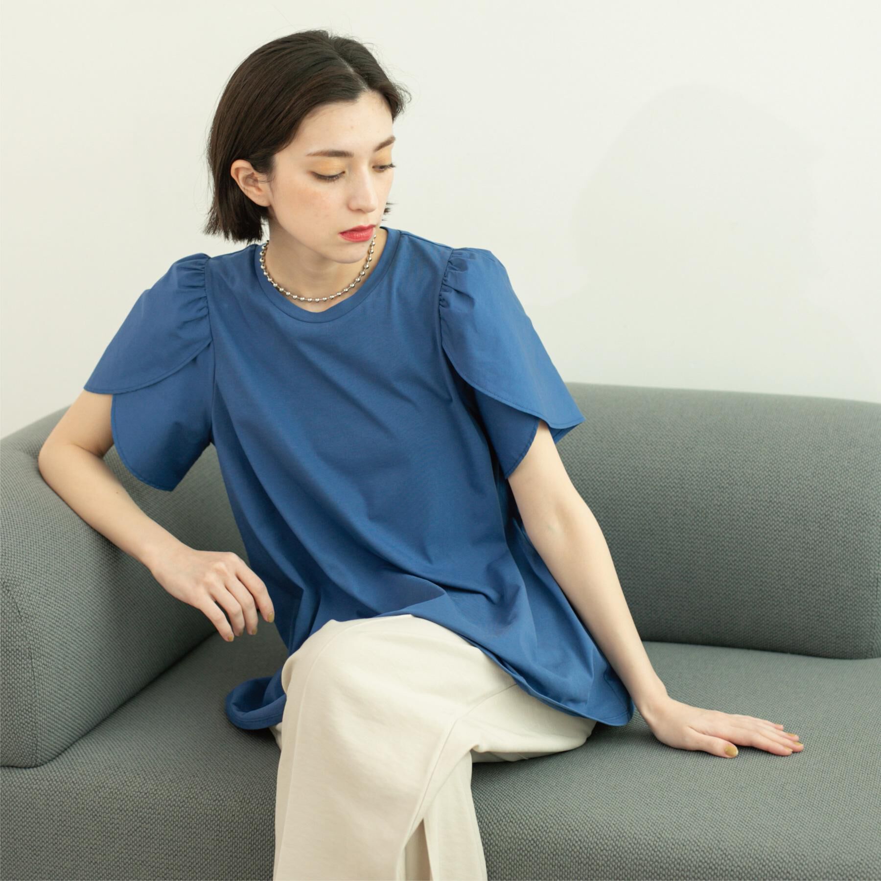 OPAQUE.CLIP「チューリップスリーブドッキングカットソー【洗濯機洗い可/接触冷感】」|Tシャツ・カットソー|