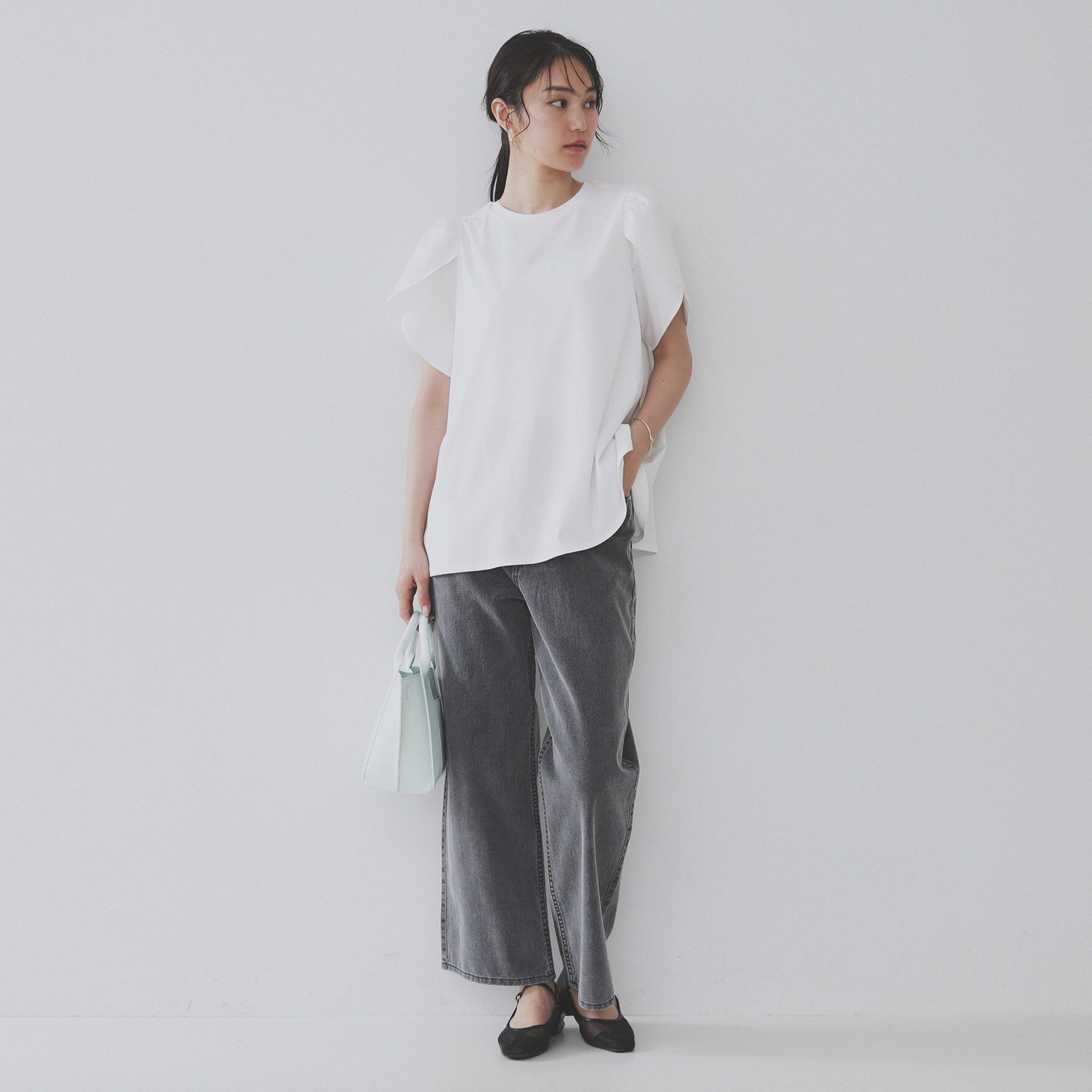 OPAQUE.CLIP「チューリップスリーブドッキングカットソー【洗濯機洗い可/接触冷感】」|Tシャツ・カットソー|