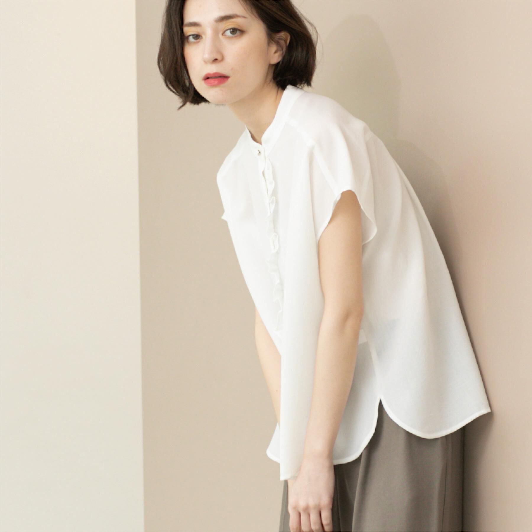 OPAQUE.CLIP「リネンライクフロントフリルブラウス【洗濯機洗い可/吸水速乾/接触冷感】」|シャツ・ブラウス|