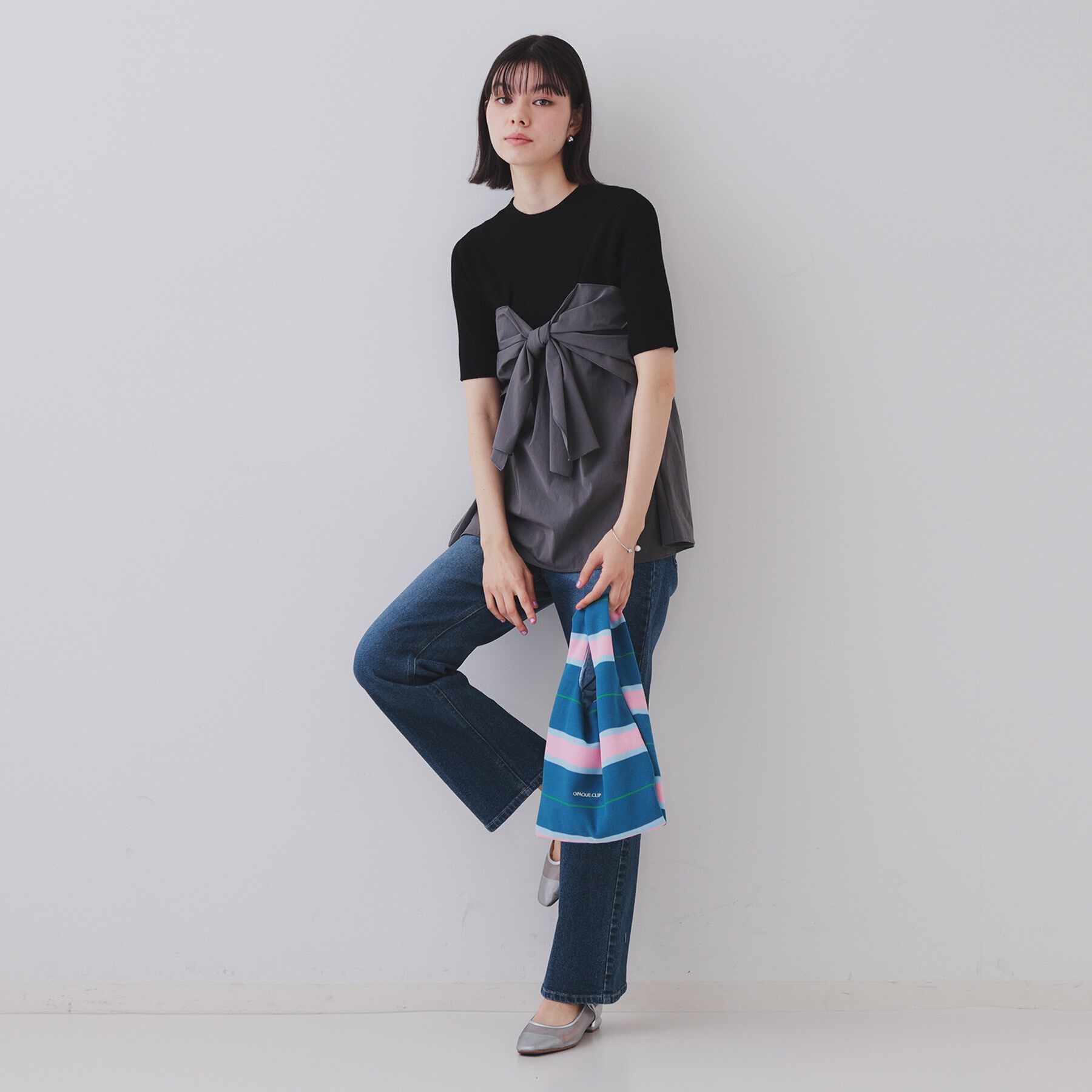 OPAQUE.CLIP「【2WAY】マルチボーダーハンドバッグ」|ハンドバッグ|