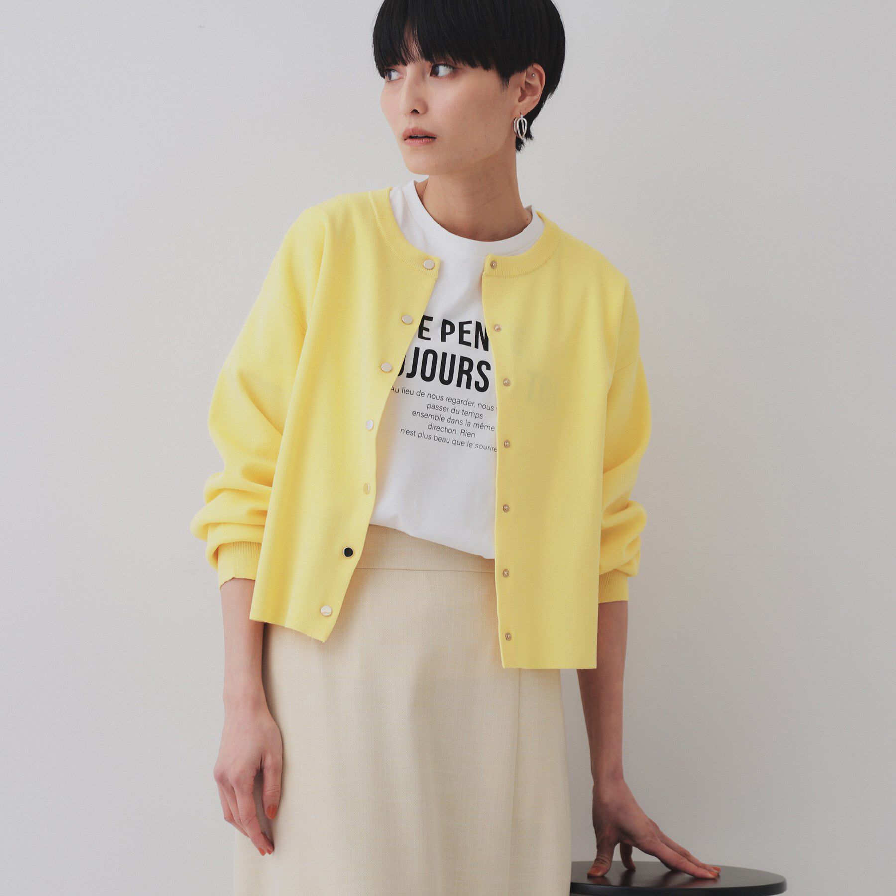 OPAQUE.CLIP「スナップボタンショートニットカーディガン【洗濯機洗い可/抗ピル】」|カーディガン|