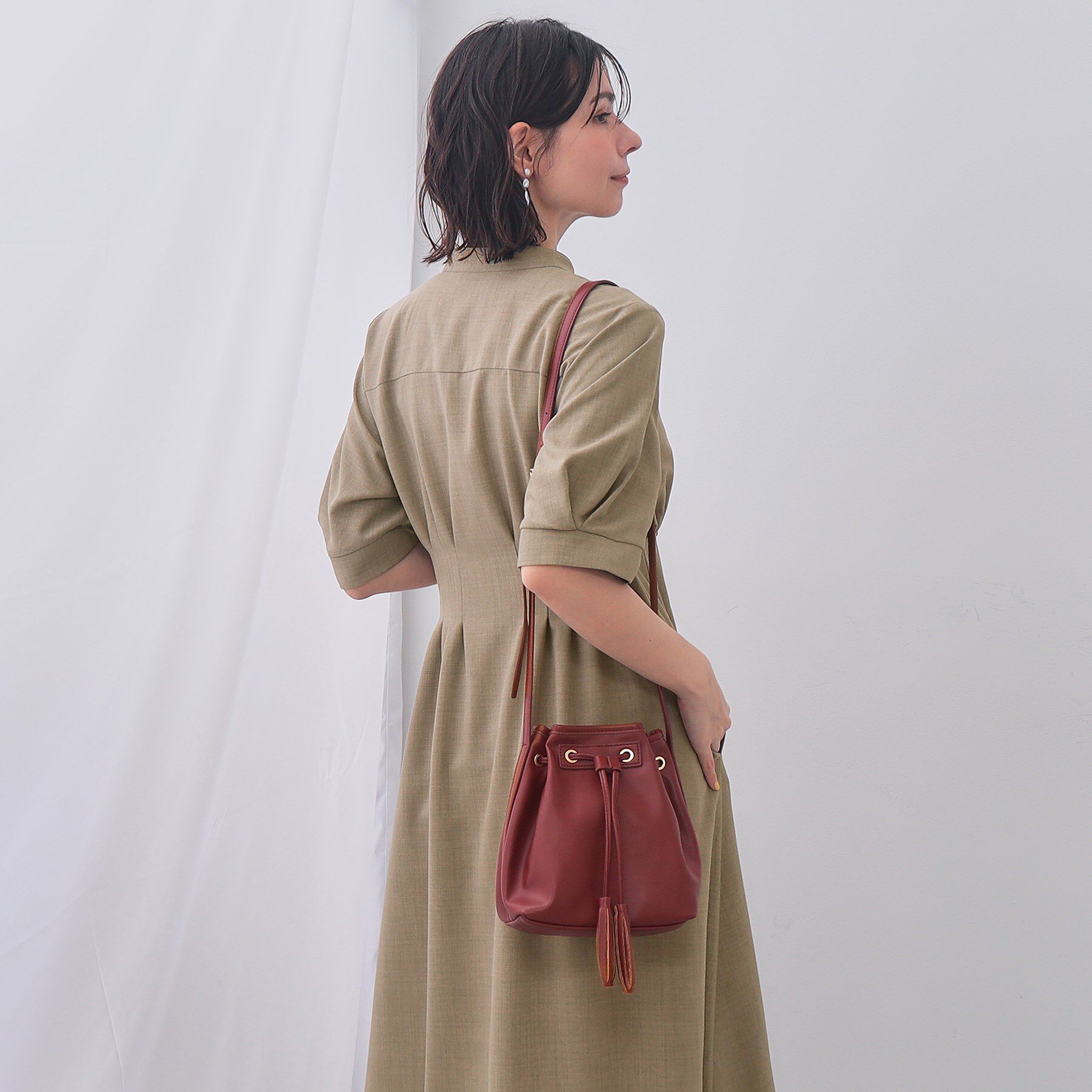 OPAQUE.CLIP「ピンタックフィット＆フレアワンピース【洗濯機洗い可】」|ワンピース|