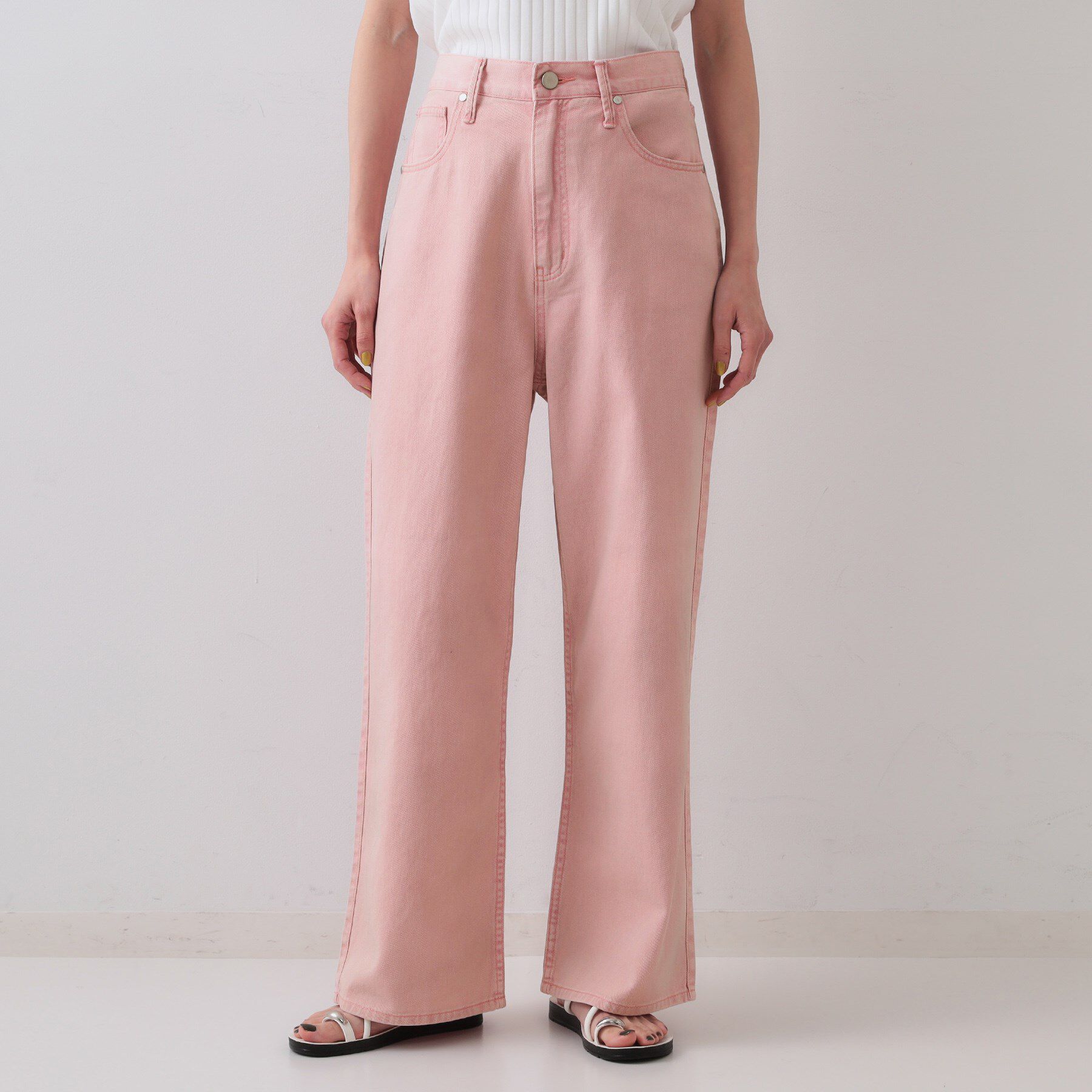 OPAQUE.CLIP「ワイドストレートカラーデニム【洗濯機洗い可】」|デニム|