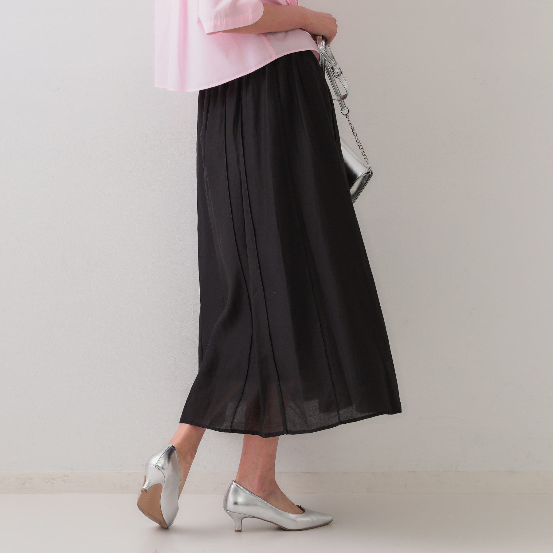 OPAQUE.CLIP「シアーピンタックフレアスカート【洗濯機洗い可】」|スカート|