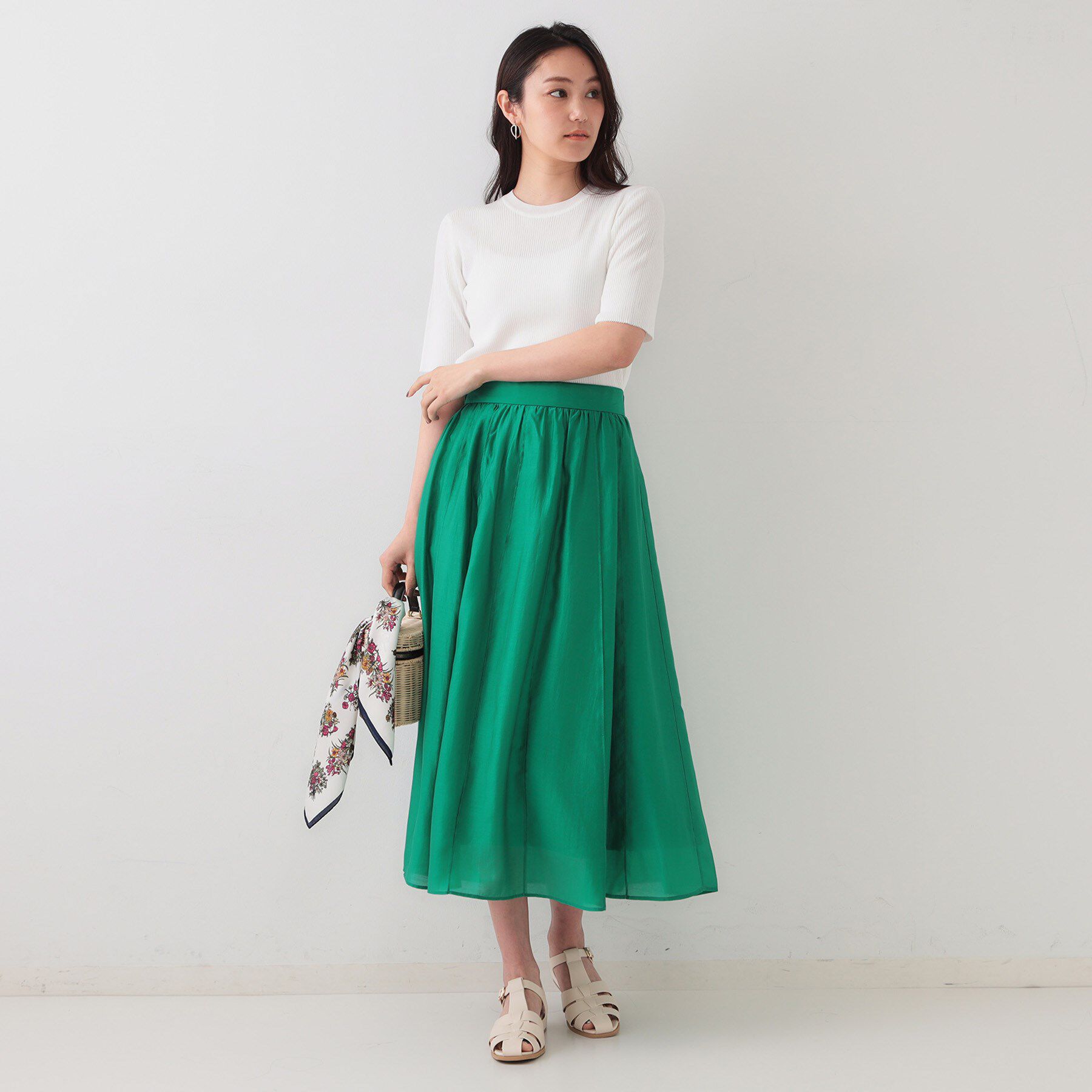 OPAQUE.CLIP「シアーピンタックフレアスカート【洗濯機洗い可】」|スカート|