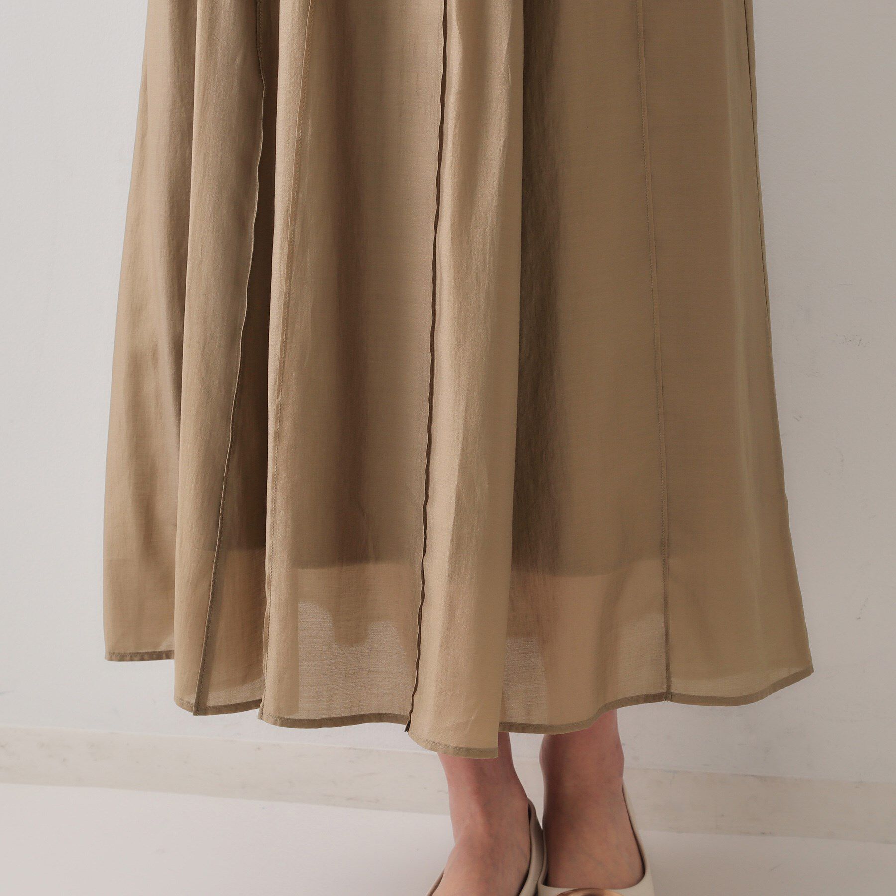 OPAQUE.CLIP「シアーピンタックフレアスカート【洗濯機洗い可】」|スカート|