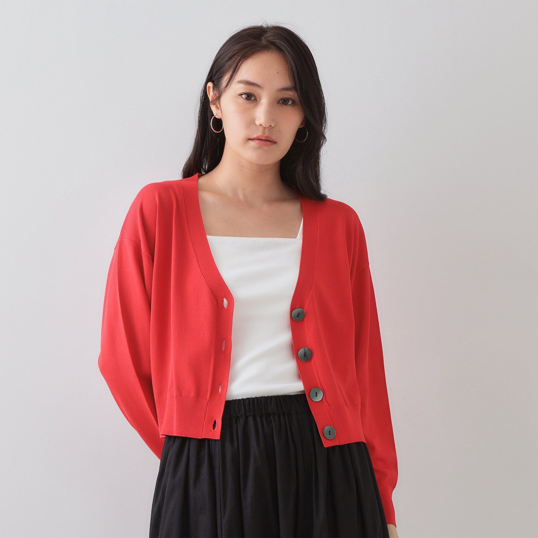 OPAQUE.CLIP「UV Vネックニットカーディガン【接触冷感/洗濯機洗い可/抗ピル】」|カーディガン|