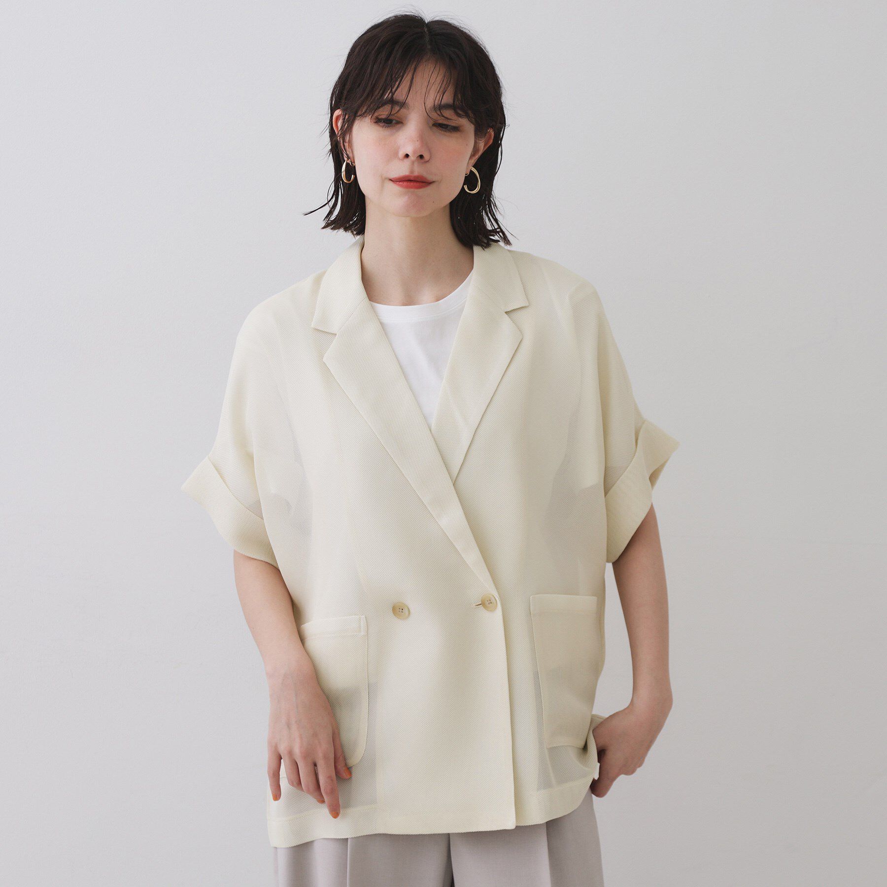 OPAQUE.CLIP「メッシュテーラードジャケット【洗濯機洗い可】」|テーラードジャケット|