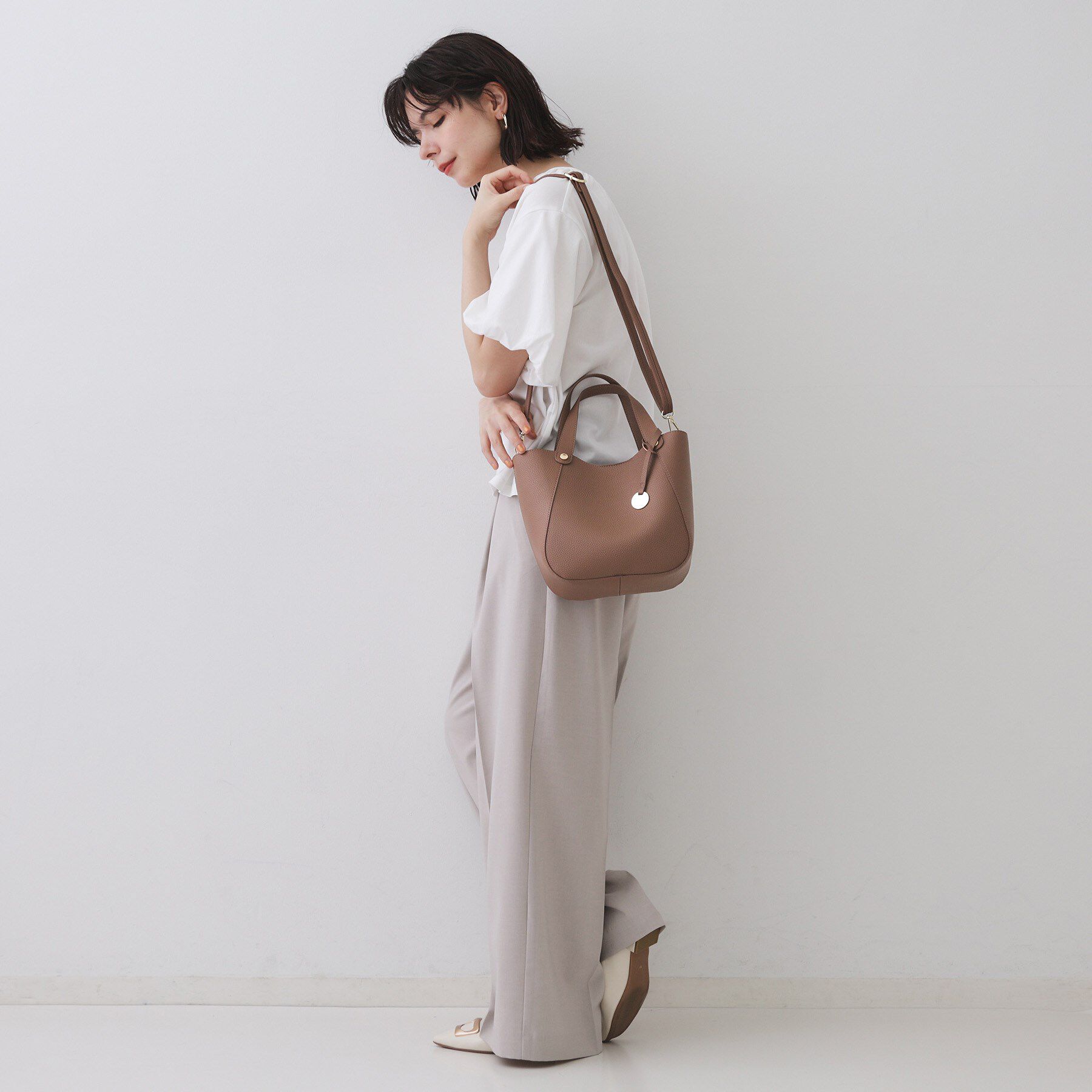 OPAQUE.CLIP「【軽量/2WAY】コインカシメシュリンクミドルトートバッグ」|トートバッグ|