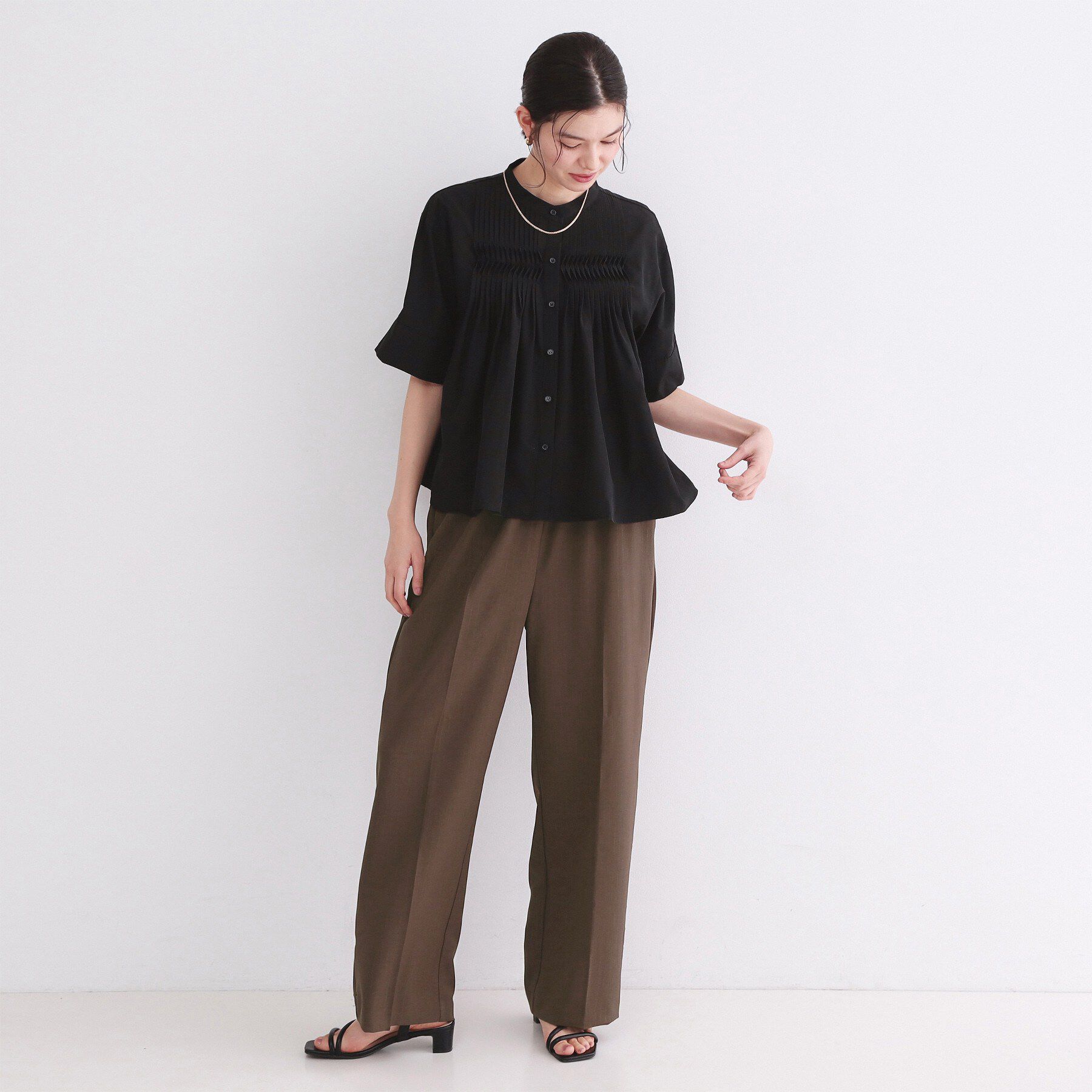 OPAQUE.CLIP「ラメストライプイージーワイドパンツ/セットアップ可【洗濯機洗い可/防シワ/吸水速乾】」|その他|